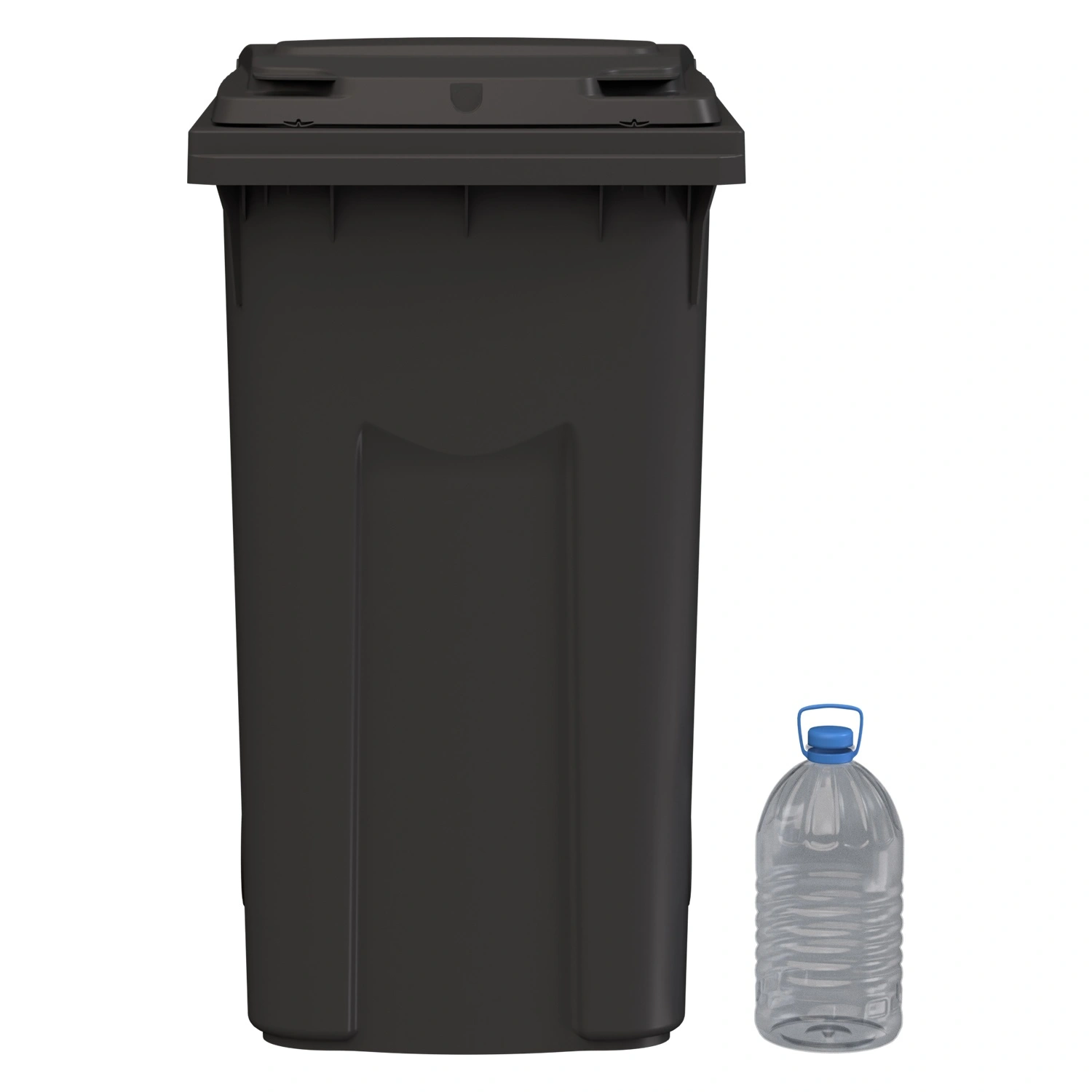 Мусорный контейнер 360 л iPlast тёмно-серый 2- колёсный (д. 200 мм) с тёмно-серой крышкой