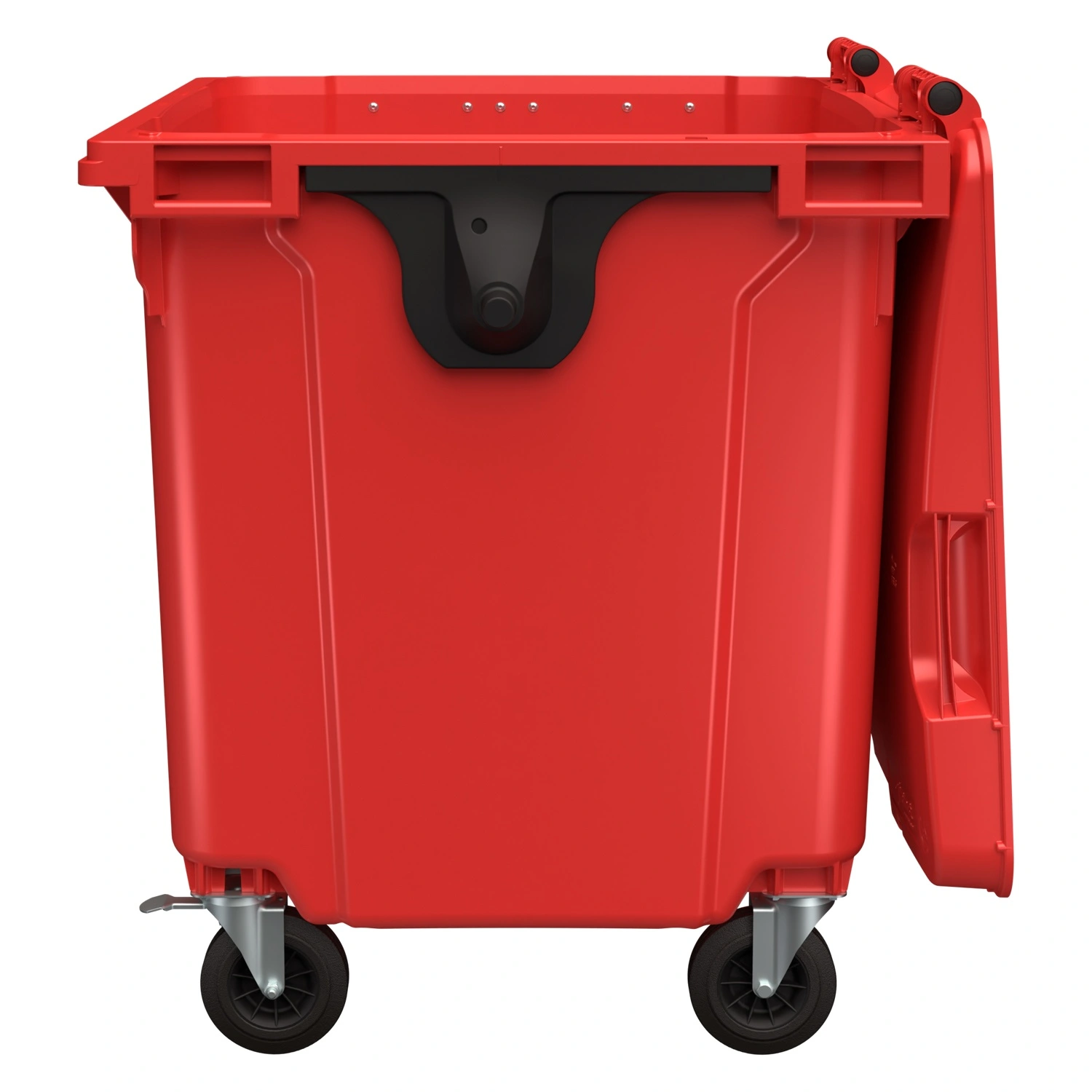 Мусорный контейнер 1100 л iPlast красный 4-колёсный с красной крышкой N1 (20.807.1)