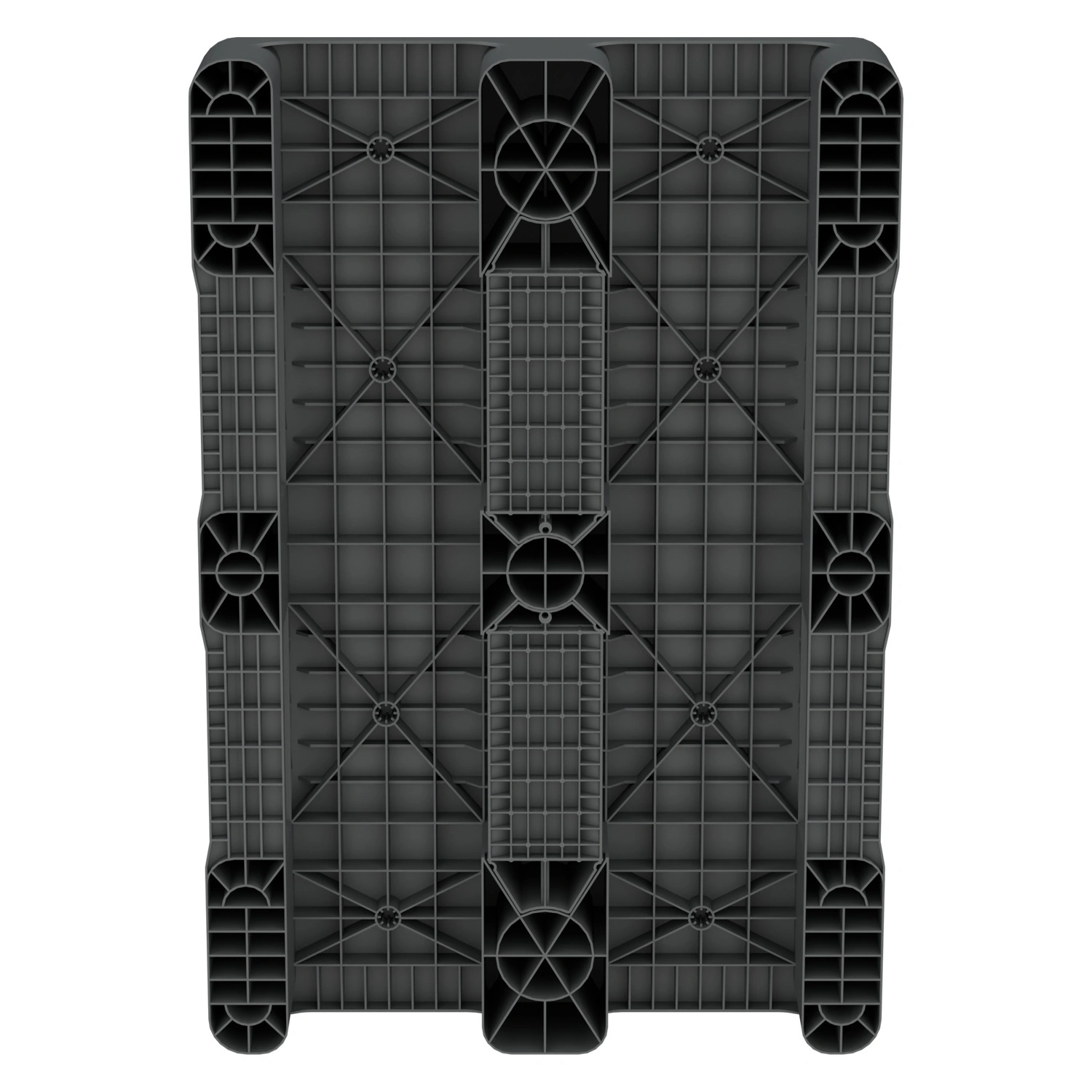 Пластиковый паллет 1200х800х150 мм iPlast серый усиленный сплошной на 3 полозьях без бортика