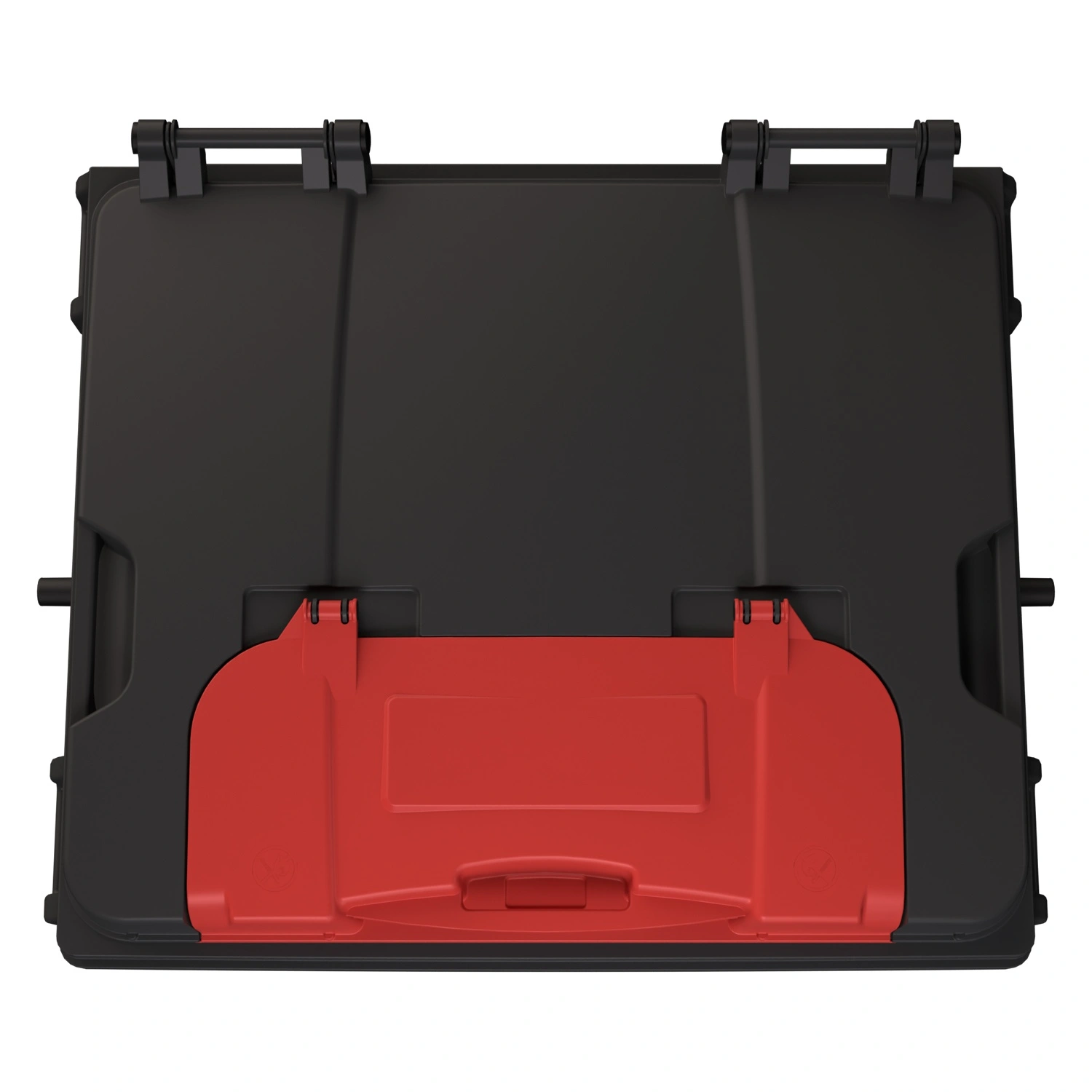 Мусорный контейнер 1100 л iPlast тёмно-серый 4-колёсный с красной крышкой TwinLid