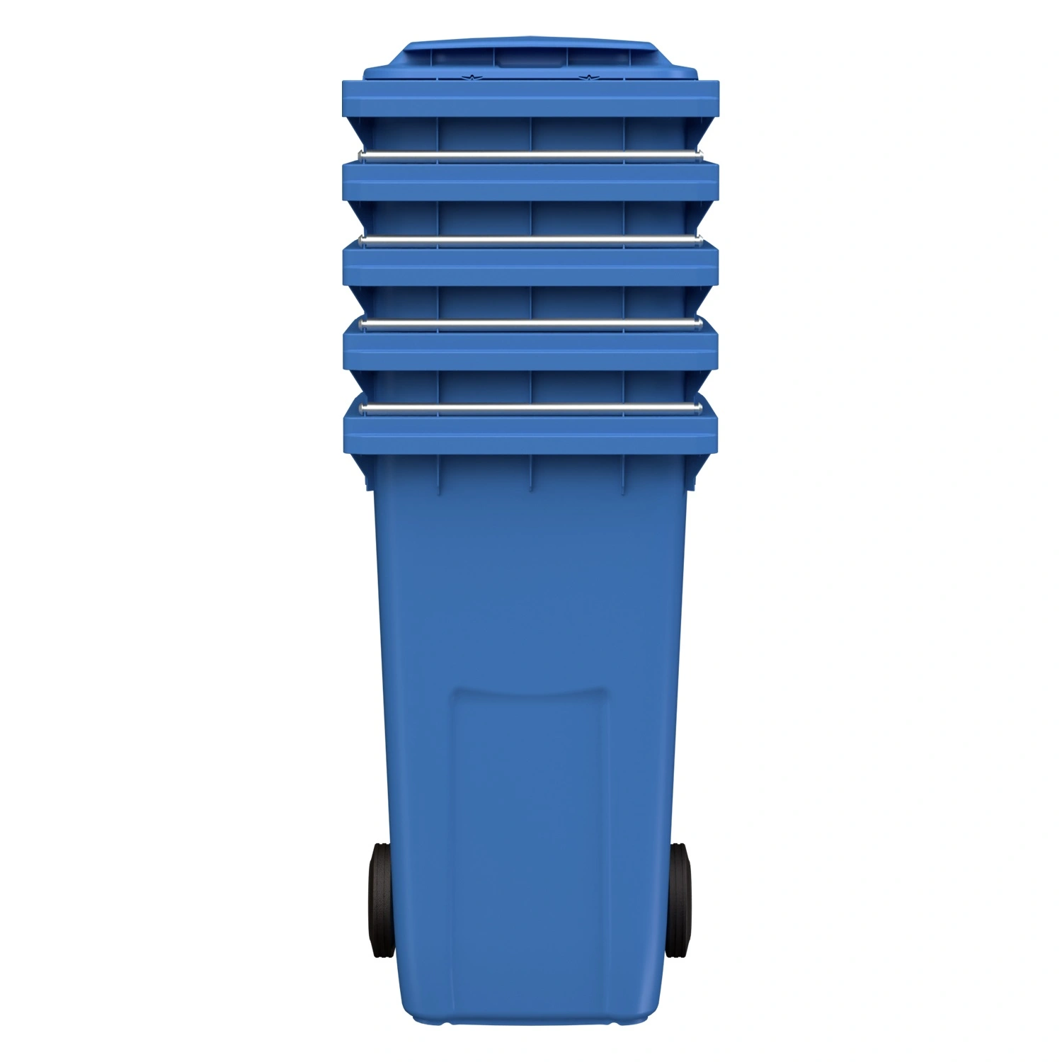 Мусорный контейнер 240 л iPlast тёмно-голубой 2-колёсный (д. 200 мм) с тёмно-голубой крышкой