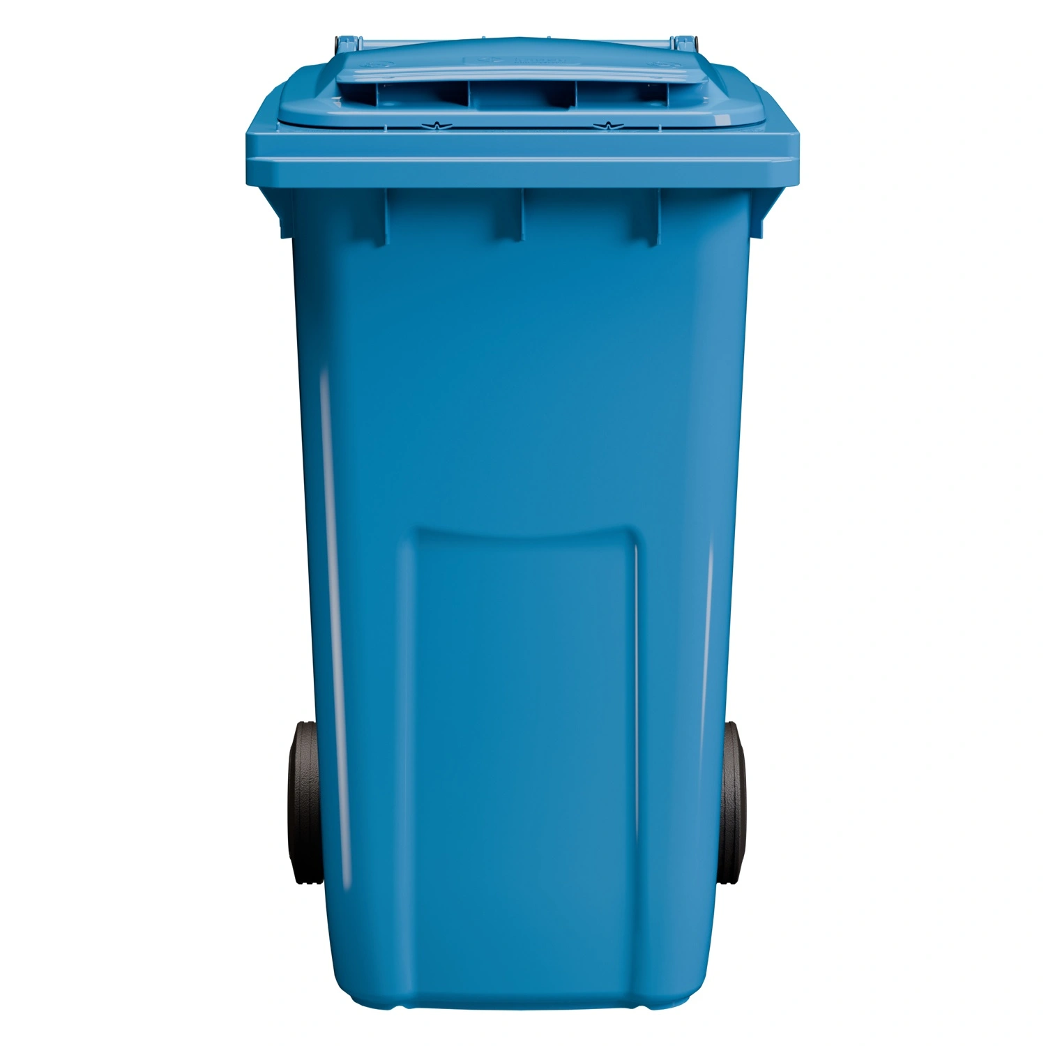 Мусорный контейнер 240 л iPlast тёмно-голубой 2-колёсный (д. 200 мм) с тёмно-голубой крышкой