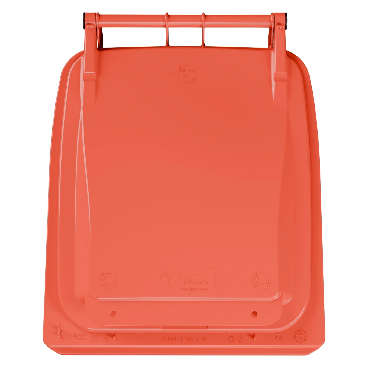 Мусорный контейнер 240 л iPlast красный 2-колёсный (д. 200 мм) с красной крышкой NEW (20.808)