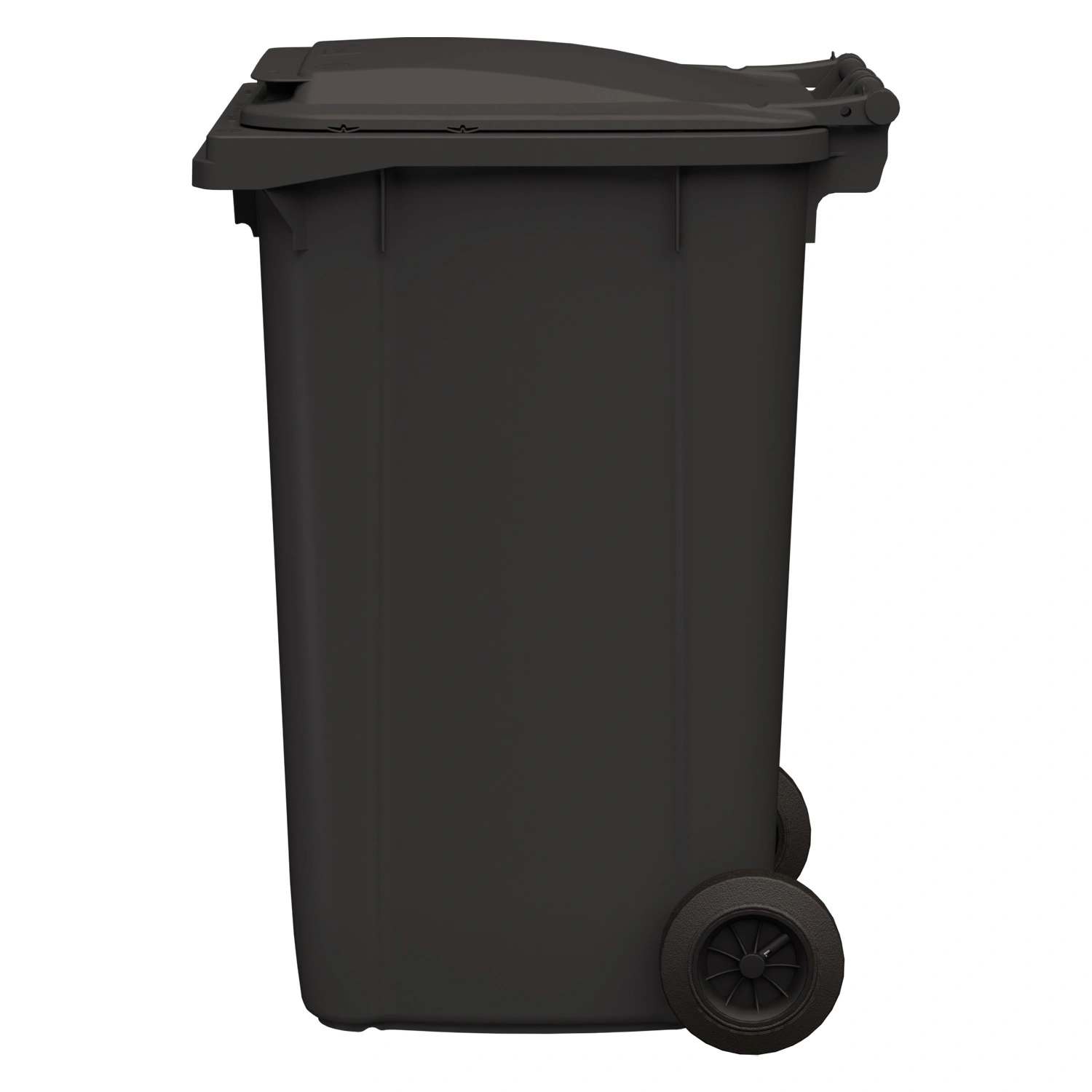 Мусорный контейнер 240 л iPlast тёмно-серый 2-колёсный (д. 200 мм) с тёмно-серой крышкой NEW (20.808)