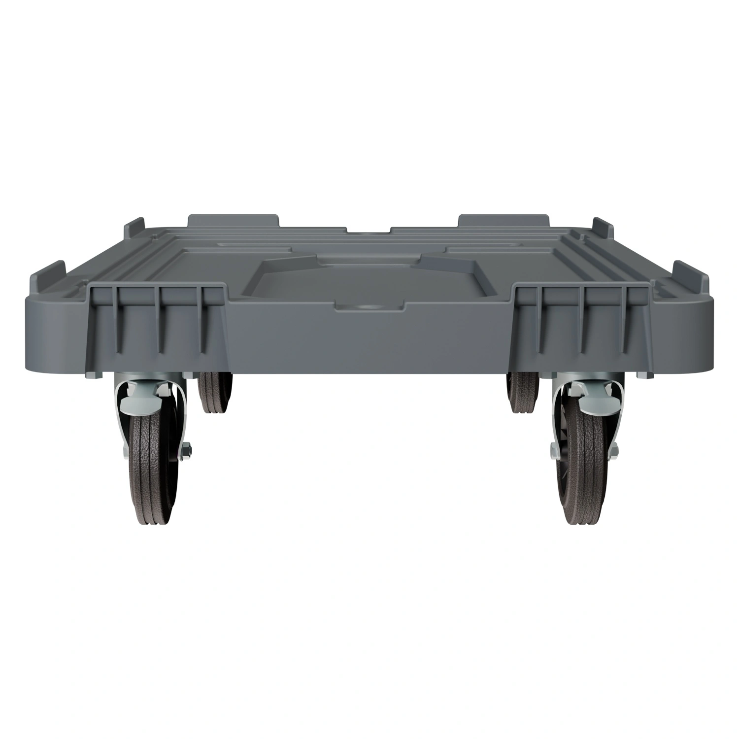 Складская тележка 620х420х185 мм iPlast серая 4-колёсная (2 колеса с тормозом)