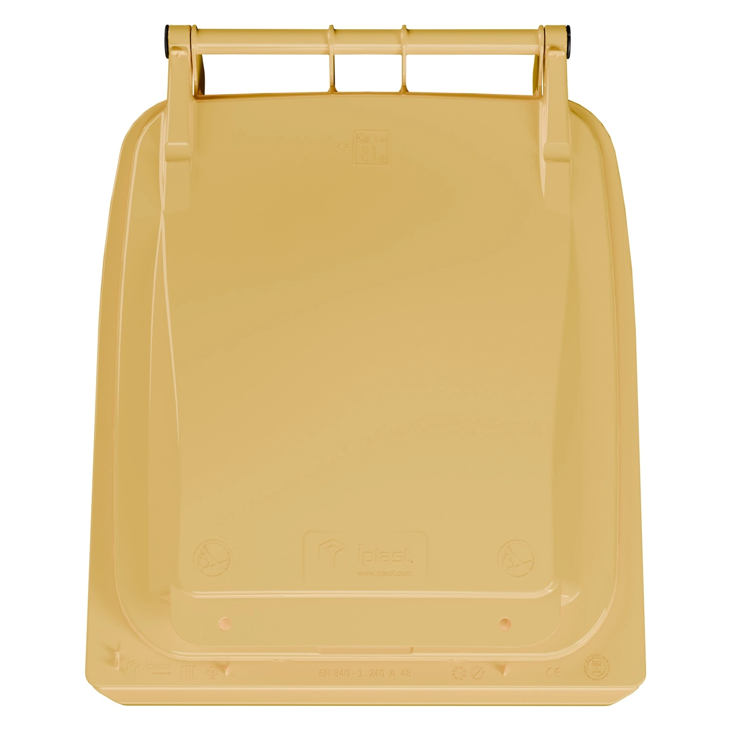 Мусорный контейнер 240 л iPlast жёлтый 2-колёсный (д. 200 мм) с жёлтой крышкой NEW (20.808)