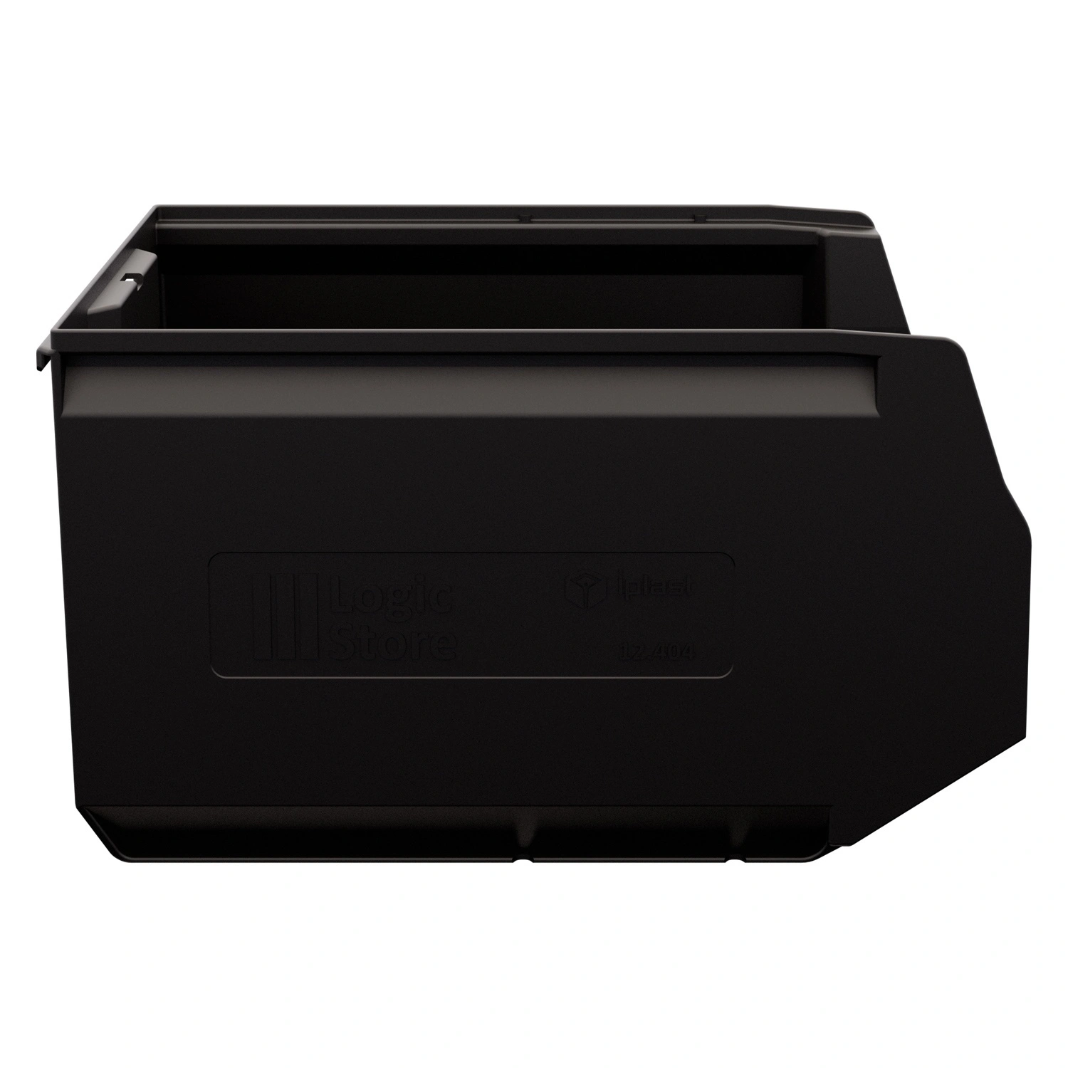 Складской лоток Logic Store 350x225x200 мм iPlast чёрный ЭКО с отверстиями для продольной перегородки