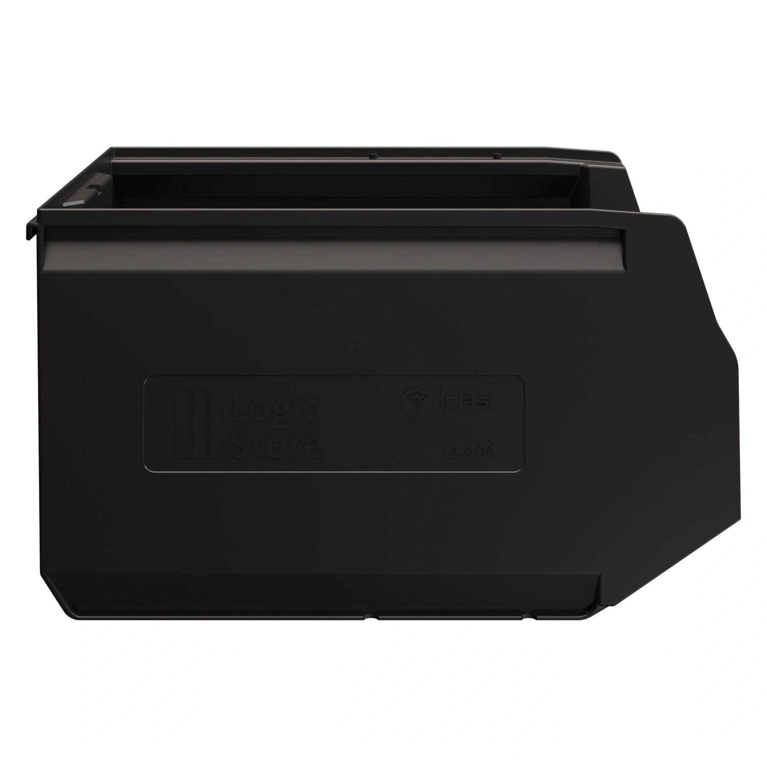 Складской лоток Logic Store 350x225x200 мм iPlast чёрный ЭКО с отверстиями для продольной перегородки Складской лоток Logic Store 350x225x200 мм iPlast чёрный ЭКО с отверстиями для продольной перегородки