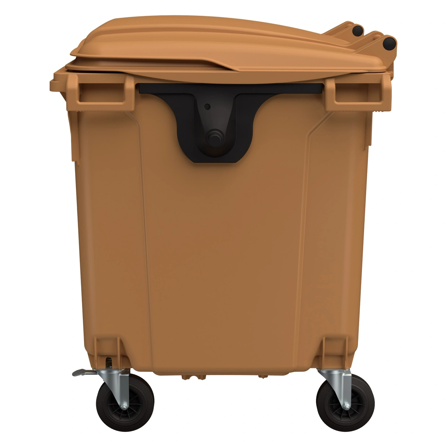 Мусорный контейнер 1100 л iPlast бежевый 4-колёсный с бежевой крышкой