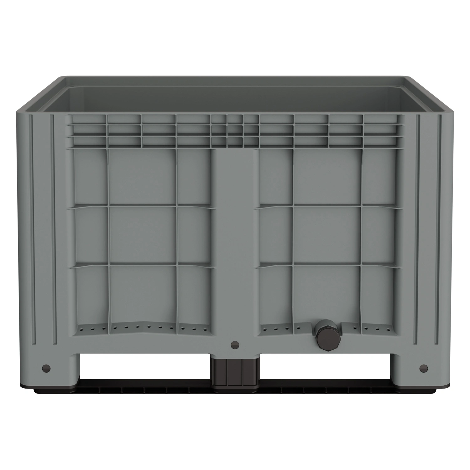 Большой контейнер 1200х800х800 мм iPlast iBOX светло-серый со сплош. стенками, дном на полозьях с пробкой 2 дюйма