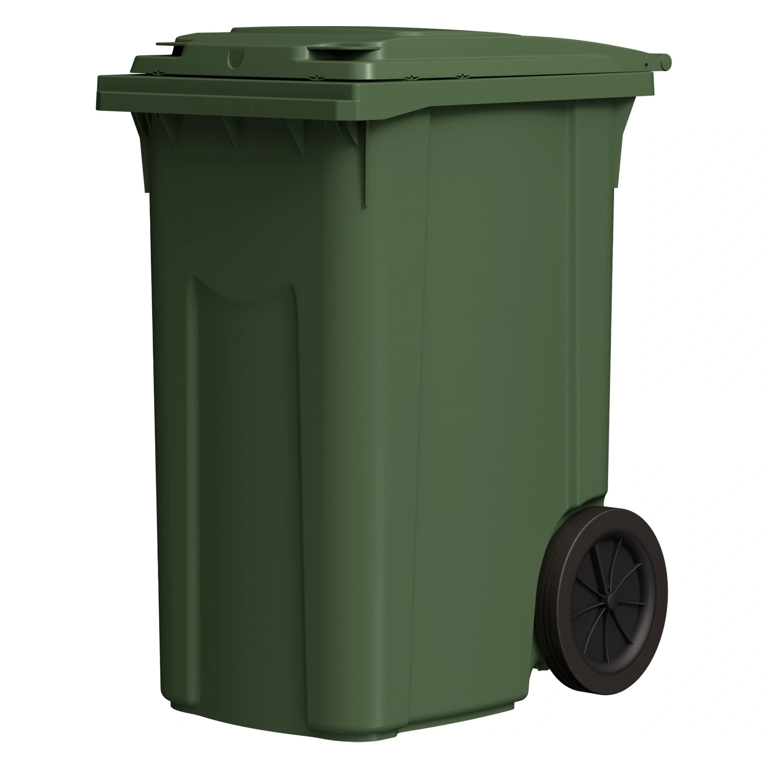 Мусорный контейнер 360 л iPlast зелёный 2-колёсный (д. 300 мм) с зелёной крышкой