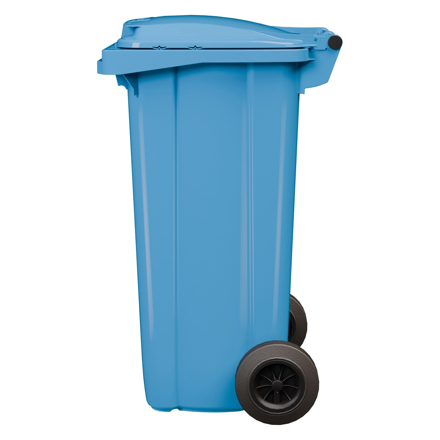 Мусорный контейнер 120 л iPlast тёмно-голубой 2-колёсный (д. 200 мм) с тёмно-голубой крышкой