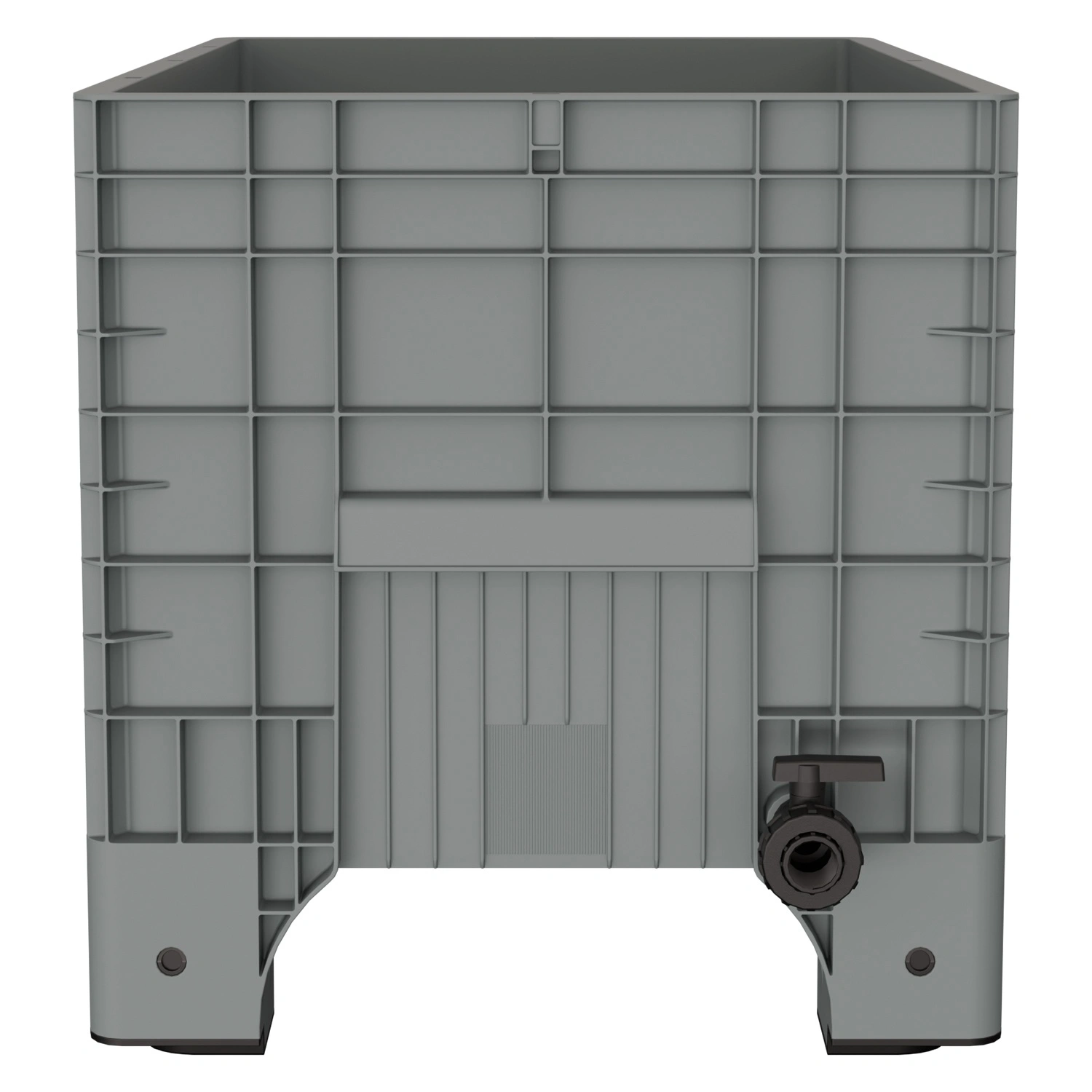 Большой контейнер 1020х640х675 мм iPlast iBOX светло-серый со сплош. стенками и дном, на ножках с краном 1 дюйм