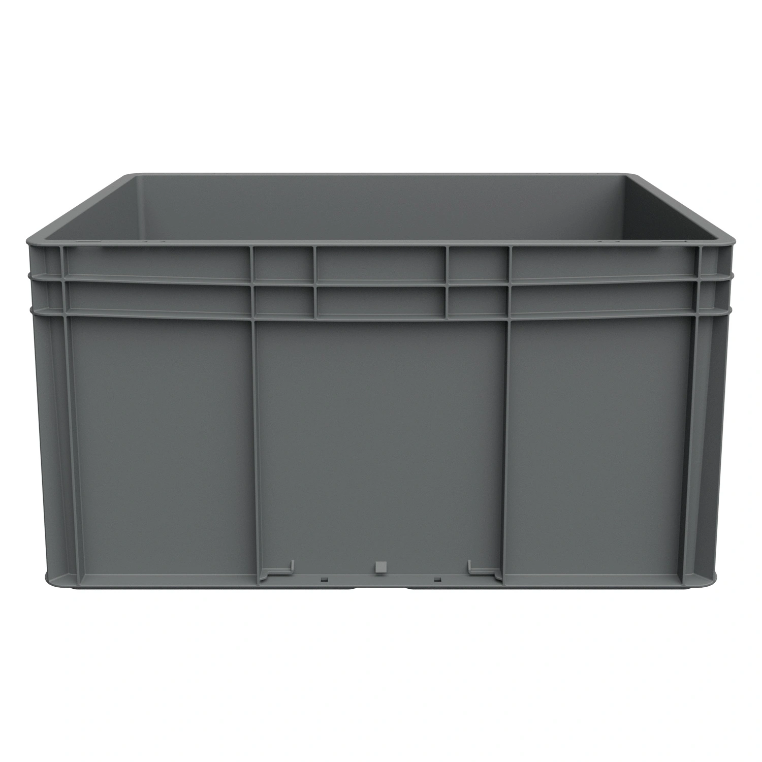 Евроконтейнер ЕС-6432.4 600х400х320 мм iPlast серый с усиленным дном и закрытыми ручками