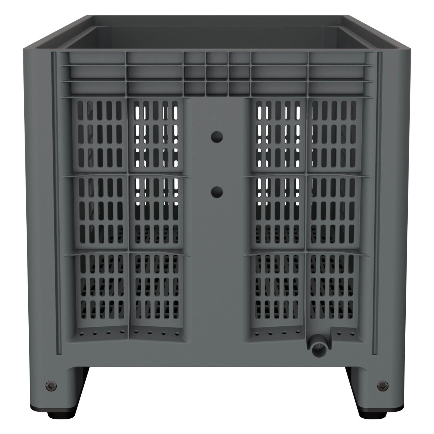 Большой контейнер 1200x800x800 мм iPlast iBOX серый c перфорированными стенками и дном, на полозьях