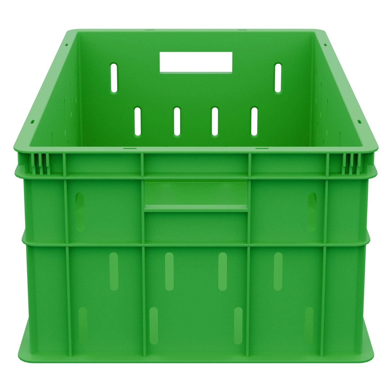 Пищевой ящик универсальный 600х400х259мм iPlast салатовый ЭКО с перфорированными стенками и сплошным дном