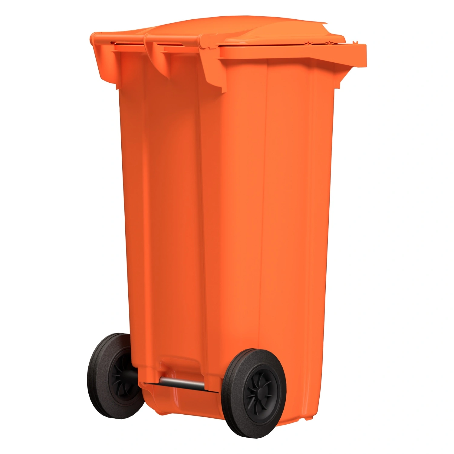 Мусорный контейнер 120 л iPlast оранжевый 2-колёсный (д. 200 мм) с оранжевой крышкой NEW (20.805)