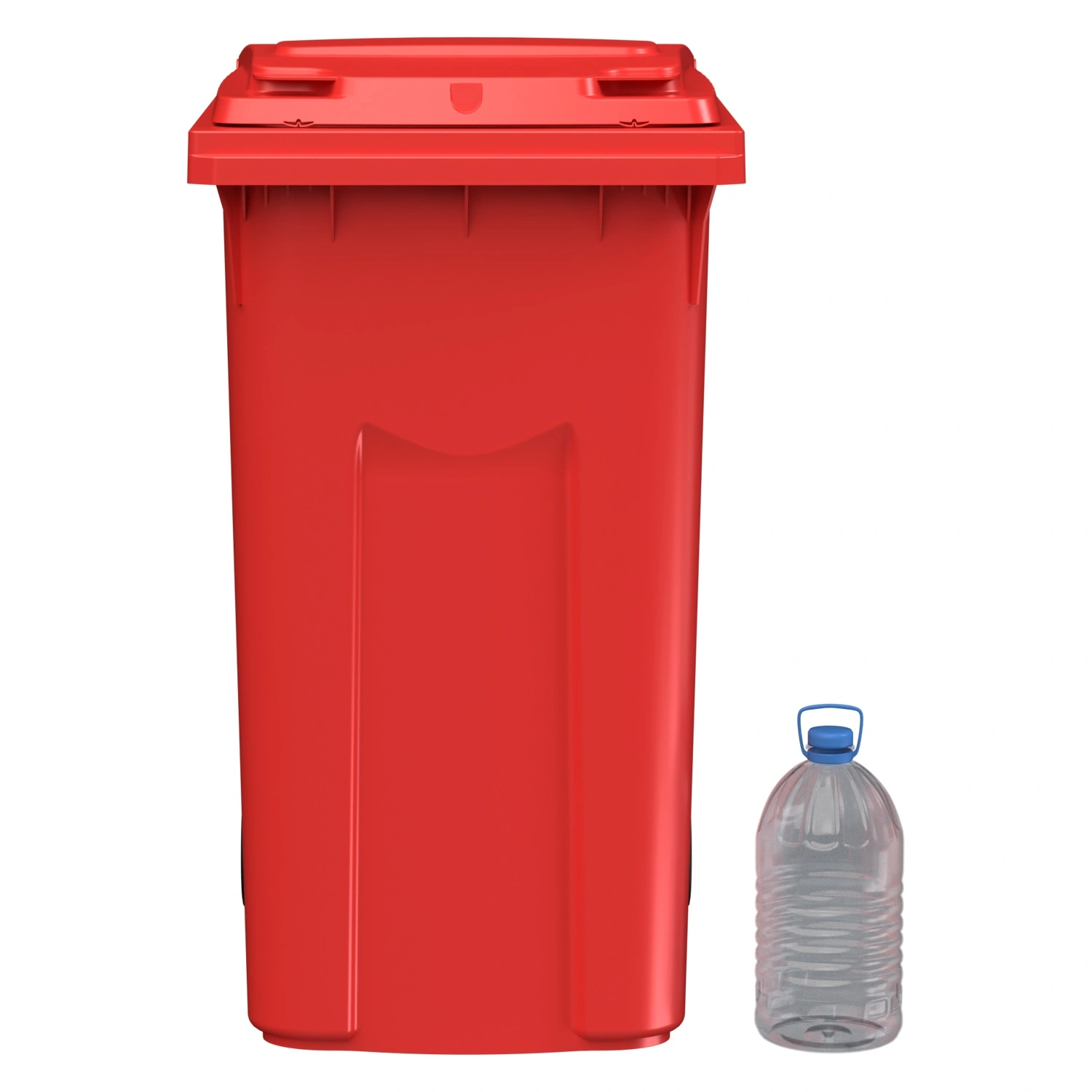 Мусорный контейнер 360 л iPlast красный 2-колёсный (д. 200 мм) с красной крышкой