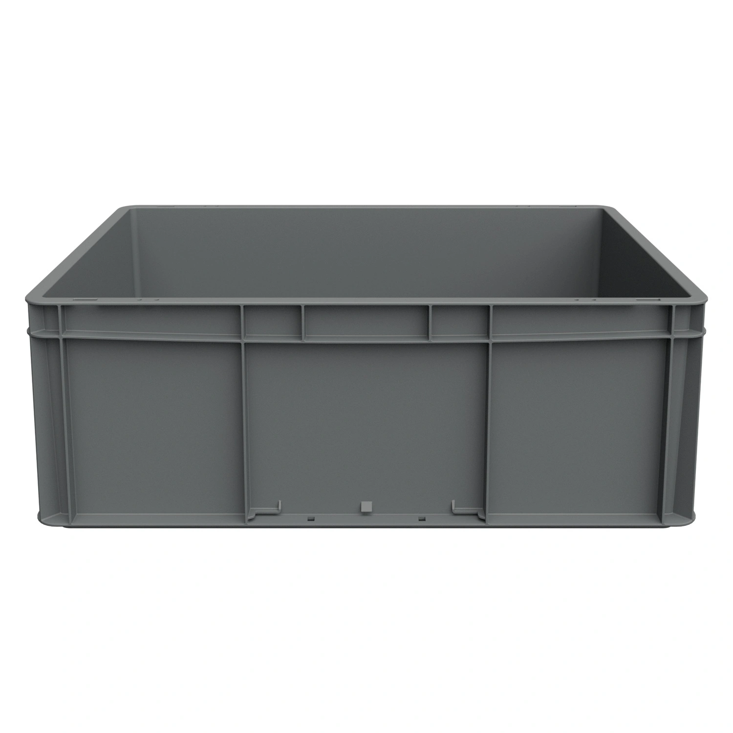 Евроконтейнер ЕС-6422.2 600х400х220 мм iPlast серый со сплошным дном и закрытыми ручками