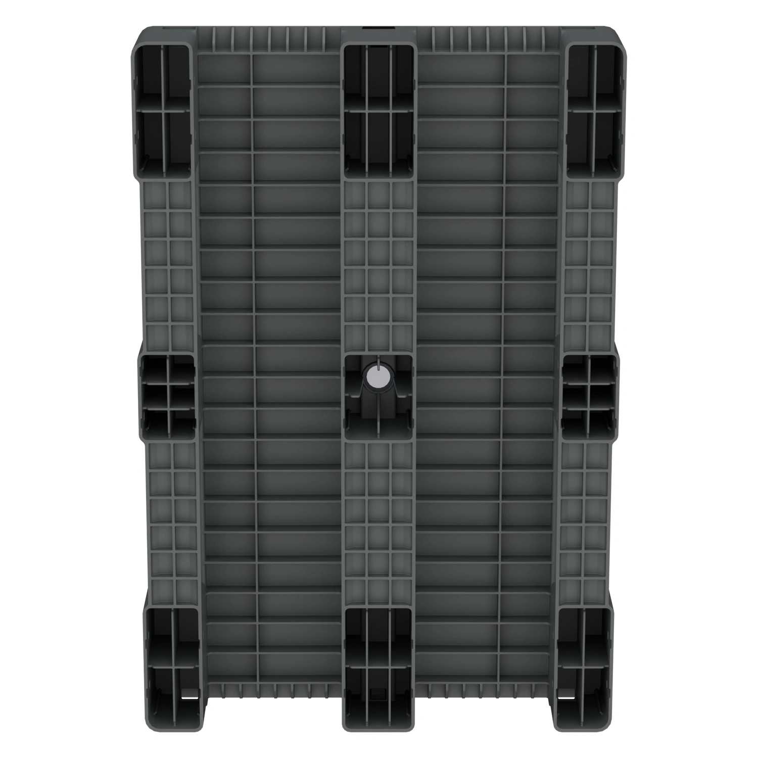 Пластиковый паллет 1200х800х150 мм iPlast серый сплошной на 3 полозьях без бортика с 1 трубой усиления