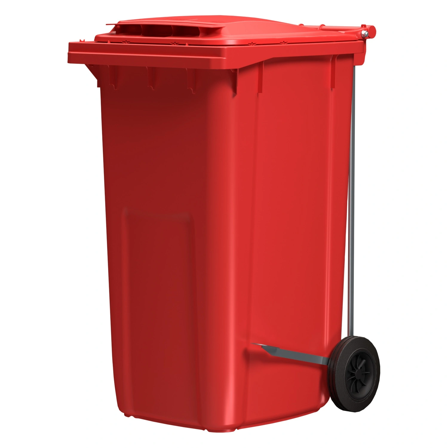 Мусорный контейнер 240 л iPlast красный 2-колёсный (д. 200 мм) с красной крышкой NEW (20.808)
