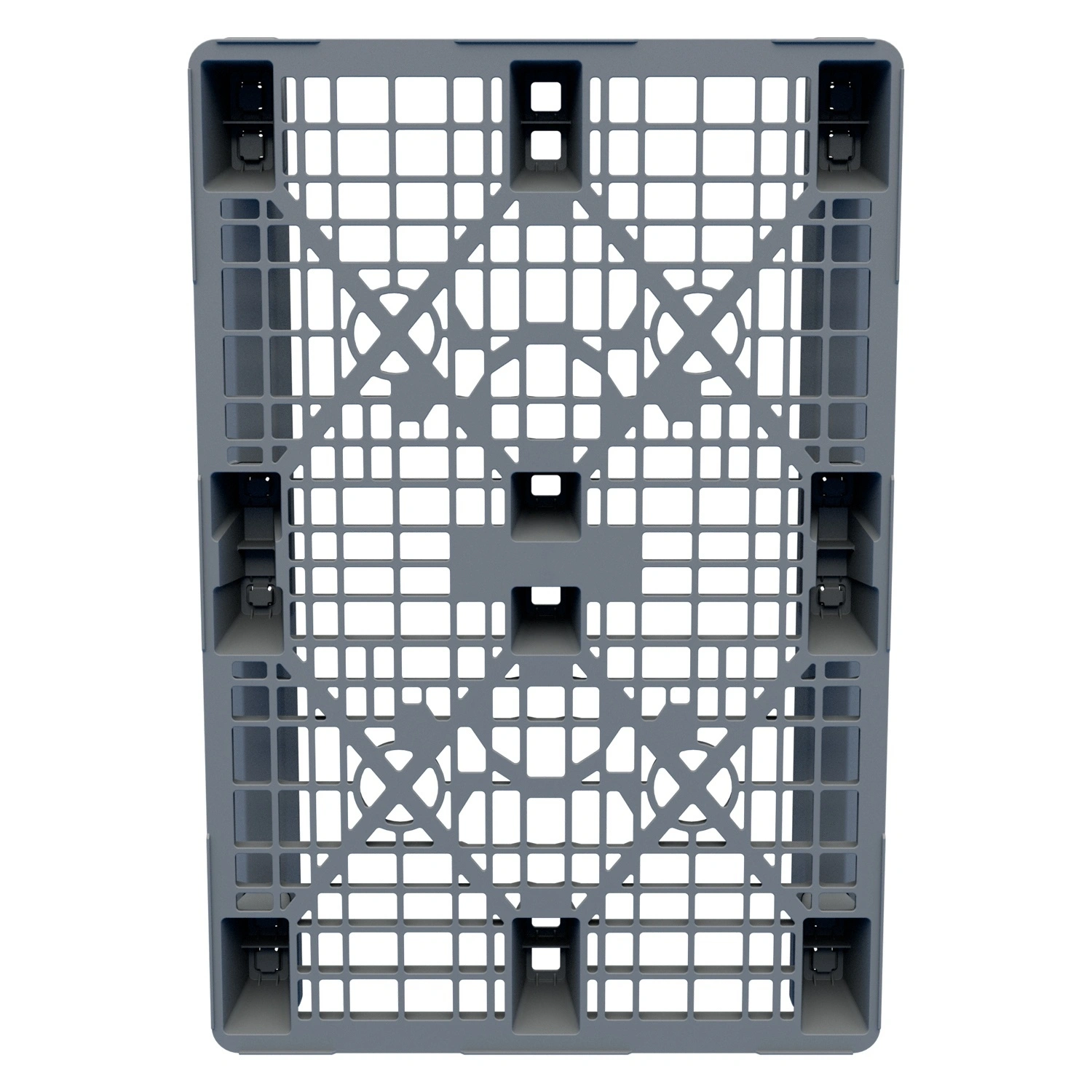 Пластиковый паллет 1200х800х150 мм iPlast серый усиленный перфорированный на 2 полозьях с бортиком