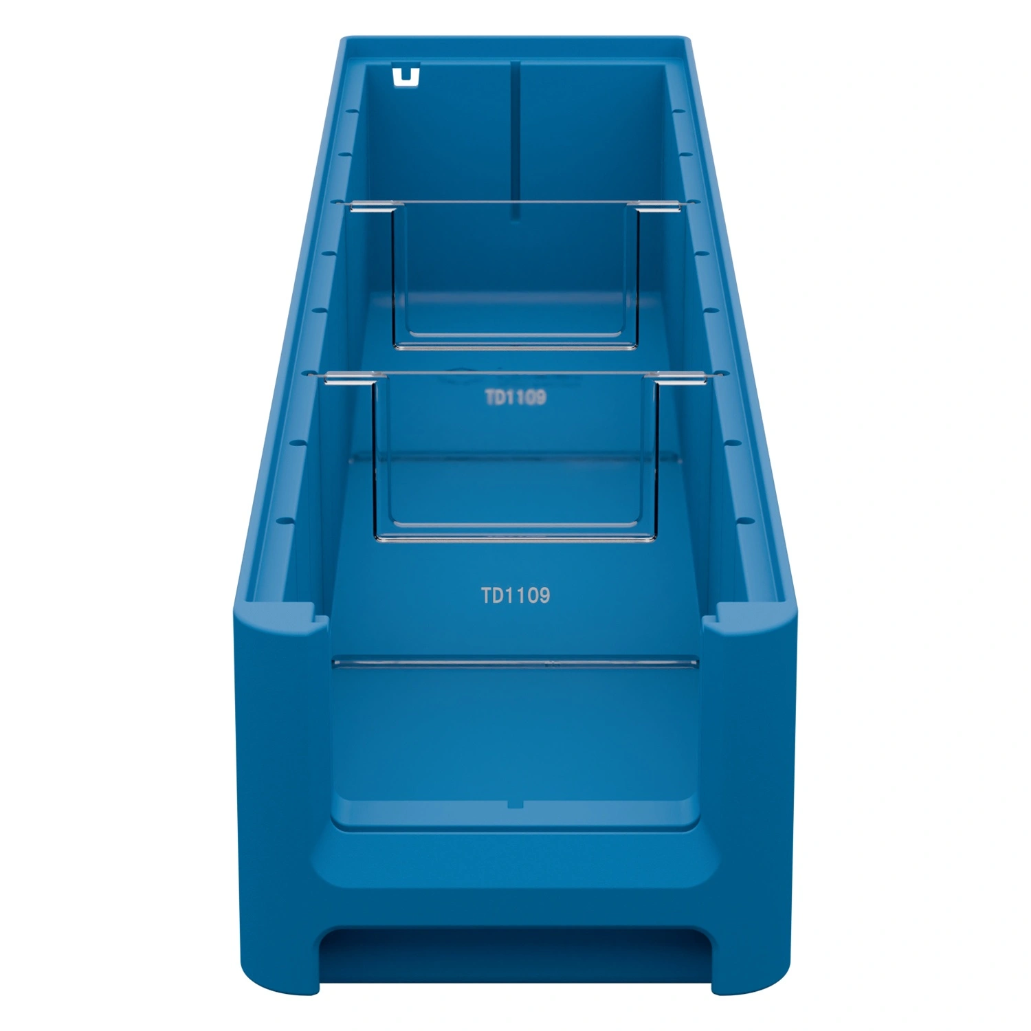 Полочный контейнер SK-5109 500х117х90 мм iPlast голубой с 2 поперечными перегородками