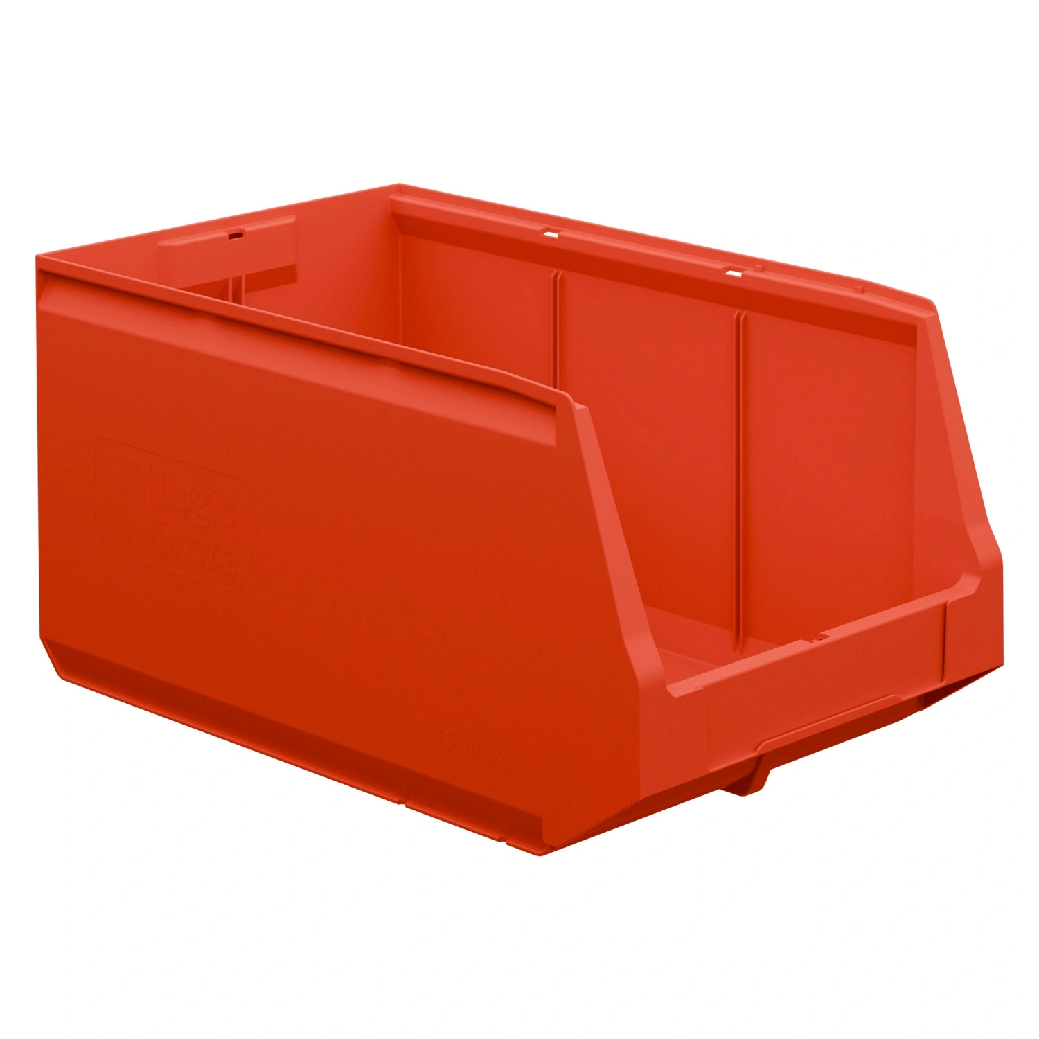 Складской лоток Logic Store 500х300х250 мм iPlast красный с отверстиями для перегородок и наклейкой сбоку
