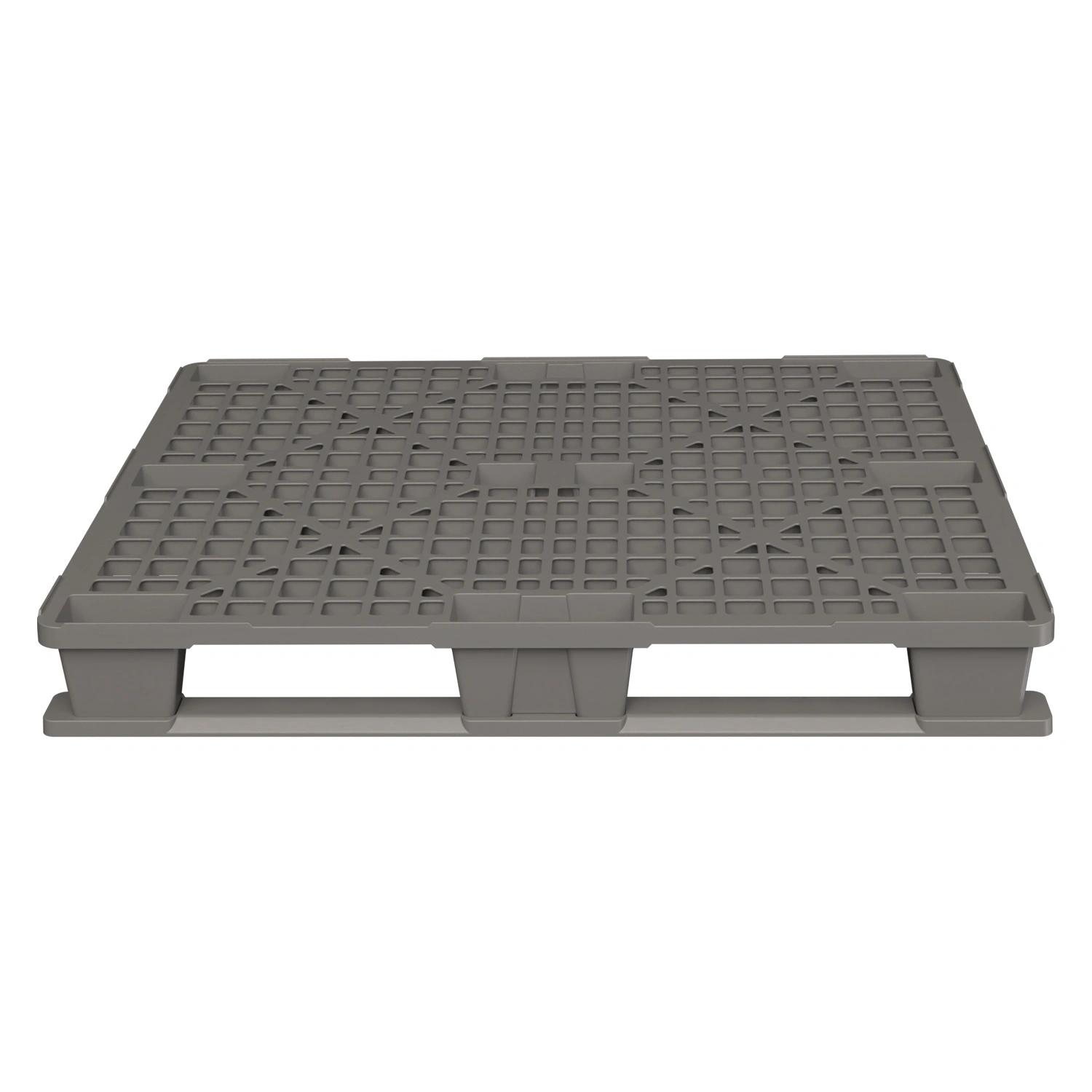 Пластиковый паллет 1200x1000x145 мм iPlast серый перфорированный на 2 полозьях с бортиком
