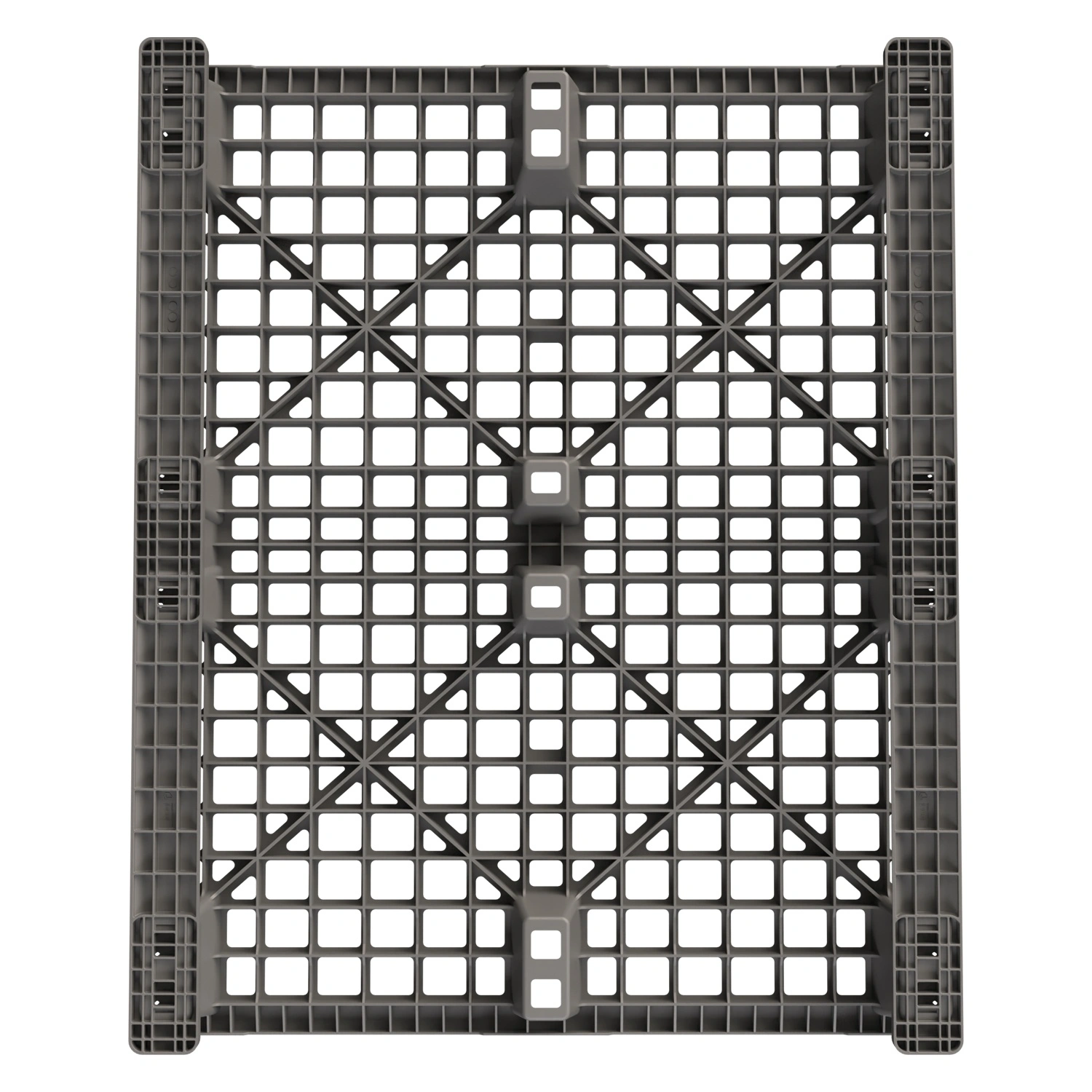 Пластиковый паллет 1200x1000x145 мм iPlast серый перфорированный на 2 полозьях с бортиком