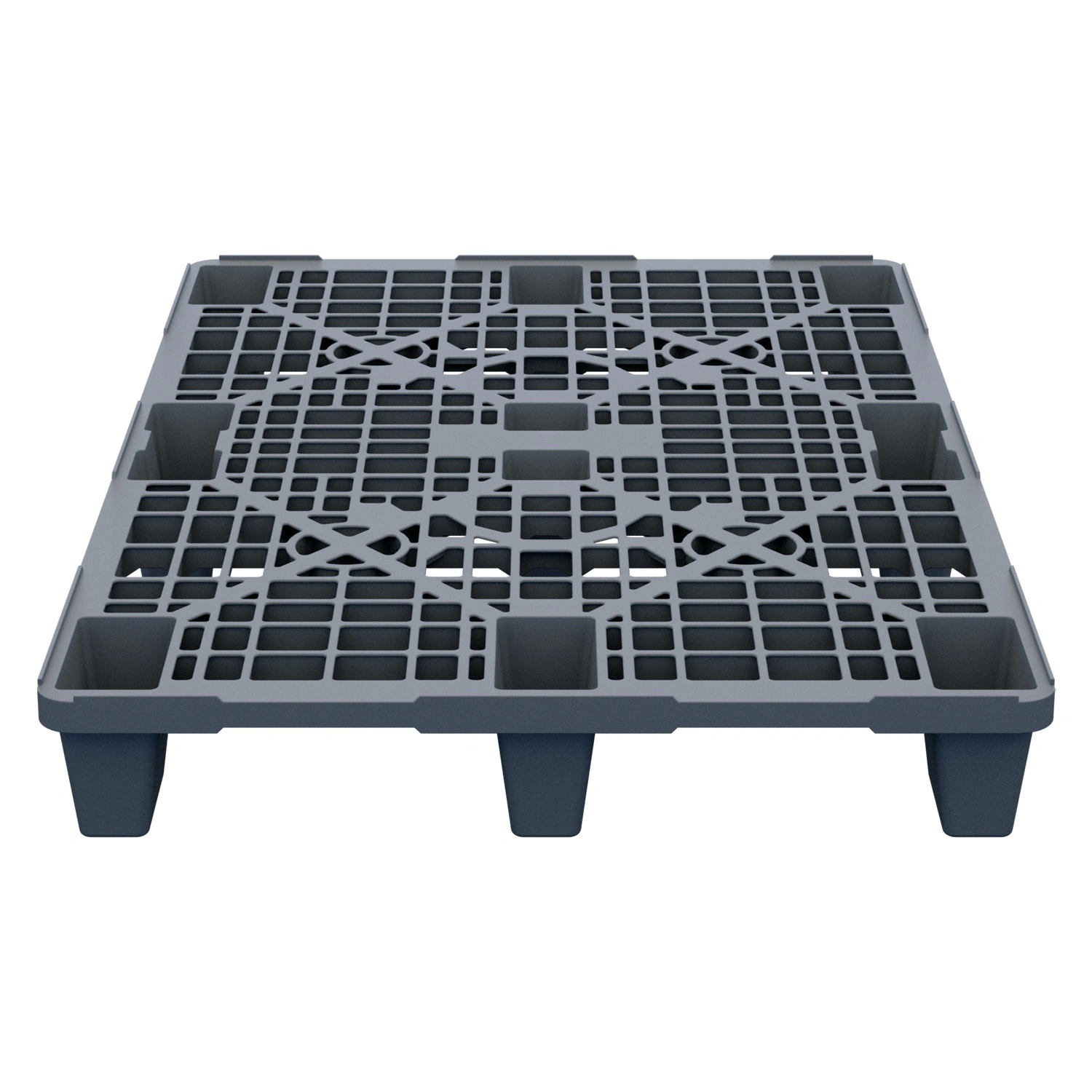 Пластиковый паллет 1200x800x140 мм iPlast серый перфорированный на ножках с бортиком