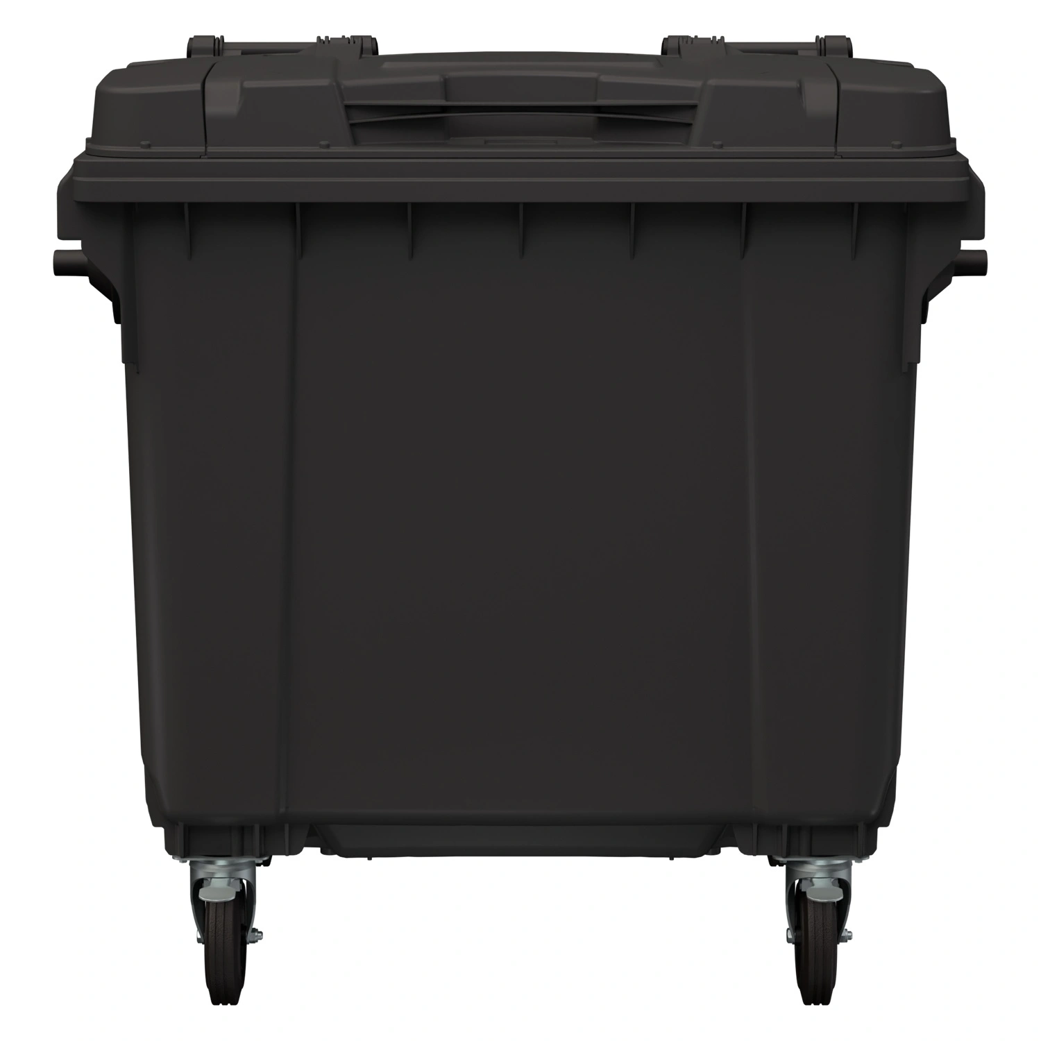 Мусорный контейнер 1100 л iPlast тёмно-серый 4-колёсный с тёмно-серой крышкой TwinLid