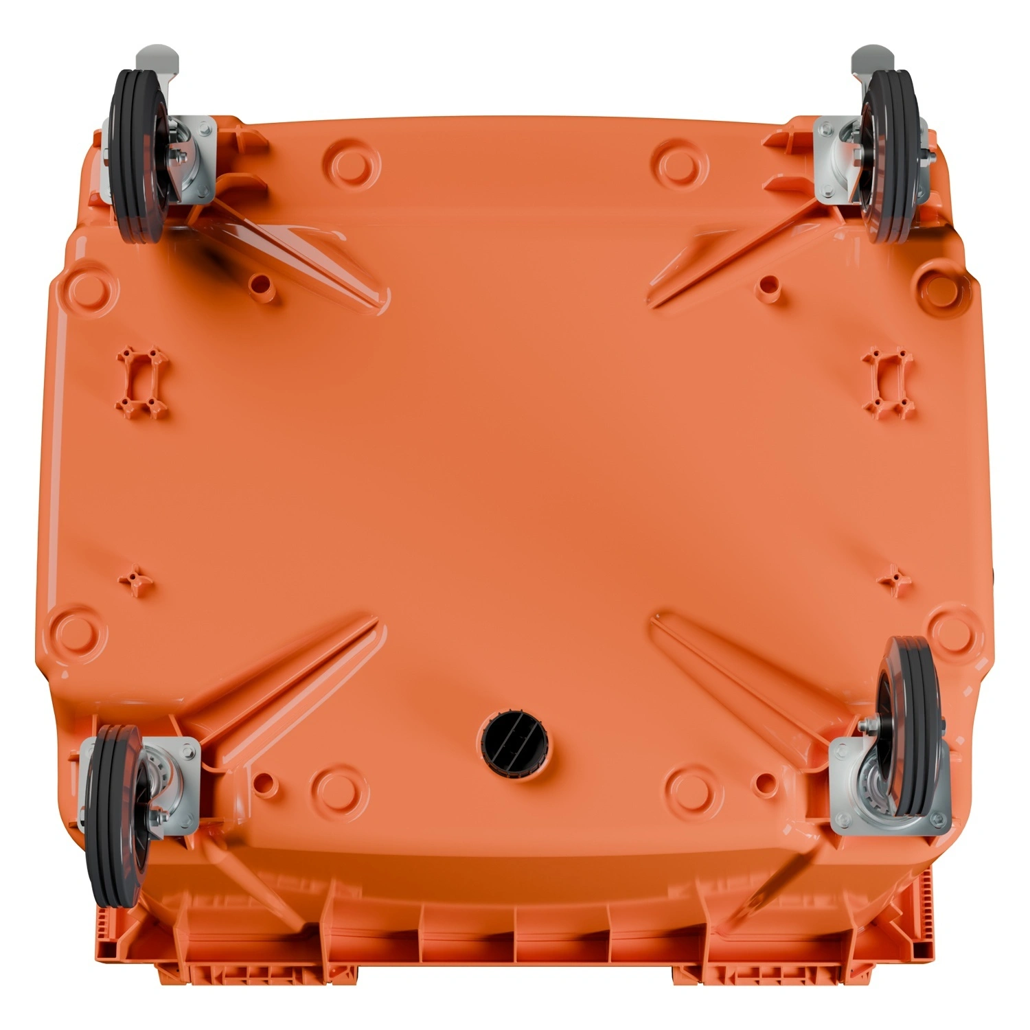 Мусорный контейнер 1100 л iPlast оранж. 4-колёсный перфорир. с оранж. крышкой и капюшоном 260 мм N1 (20.807.1)