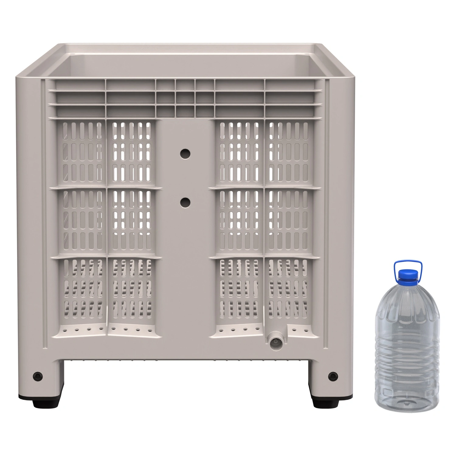 Большой контейнер 1200x800x800 мм iPlast iBOX светло-серый c перфорированными стенками и дном, на ножках Большой контейнер 1200x800x800 мм iPlast iBOX светло-серый c перфорированными стенками и дном, на ножках