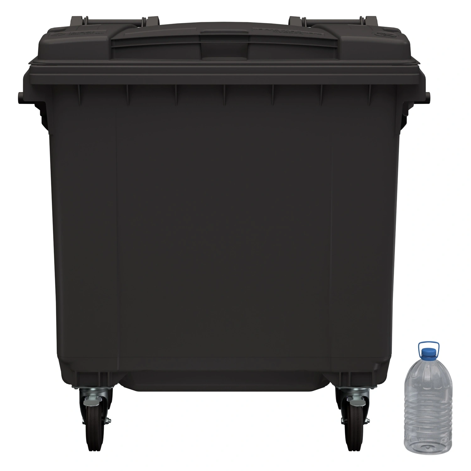 Мусорный контейнер 770 л iPlast тёмно-серый 4-колёсный с тёмно-серой крышкой Мусорный контейнер 770 л iPlast тёмно-серый 4-колёсный с тёмно-серой крышкой
