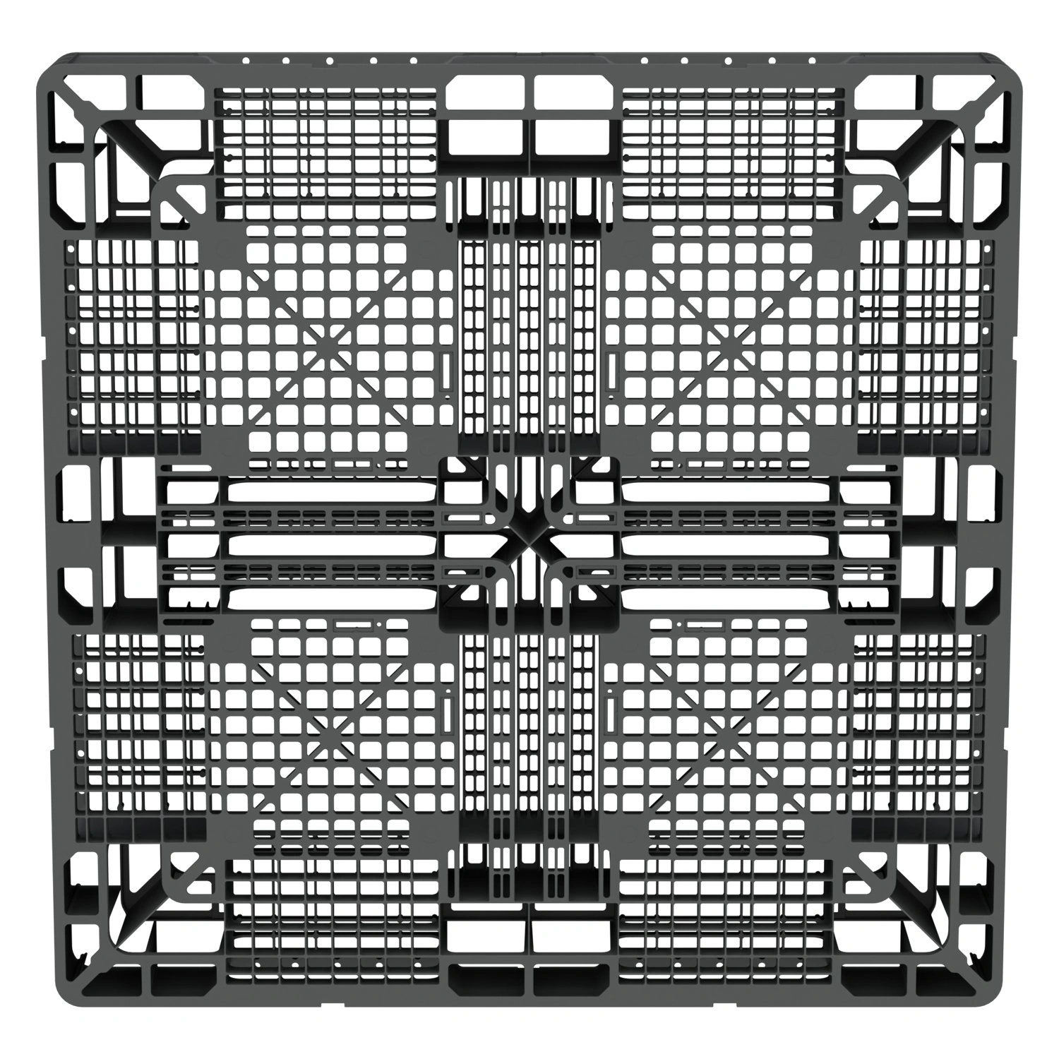 Пластиковый паллет 1050х1050х120 мм iPlast серый перфорированный на 6 полозьях с бортиком для биг-бэгов