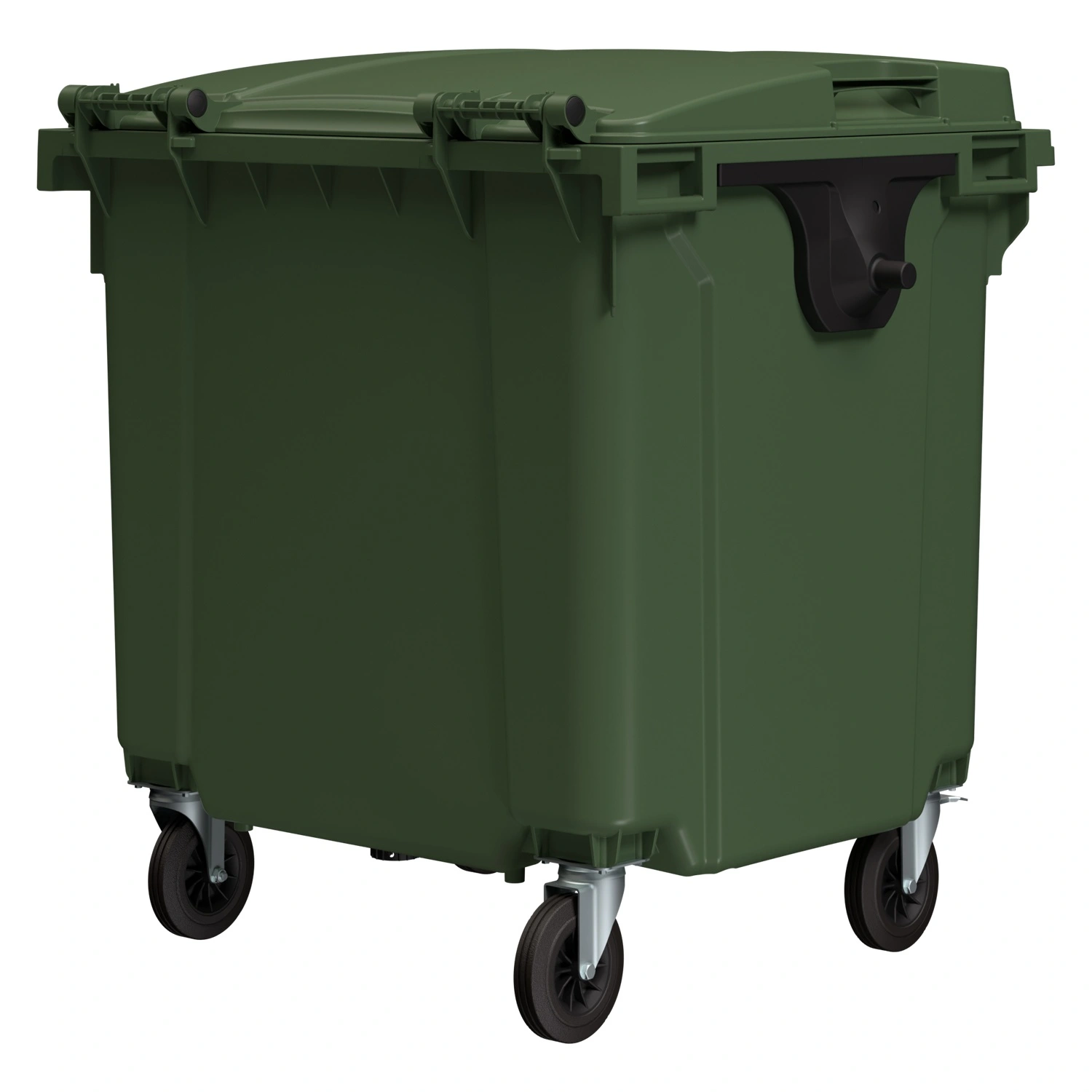 Мусорный контейнер 1100 л iPlast зелёный 4-колёсный с зелёной крышкой N1 (20.807.1)