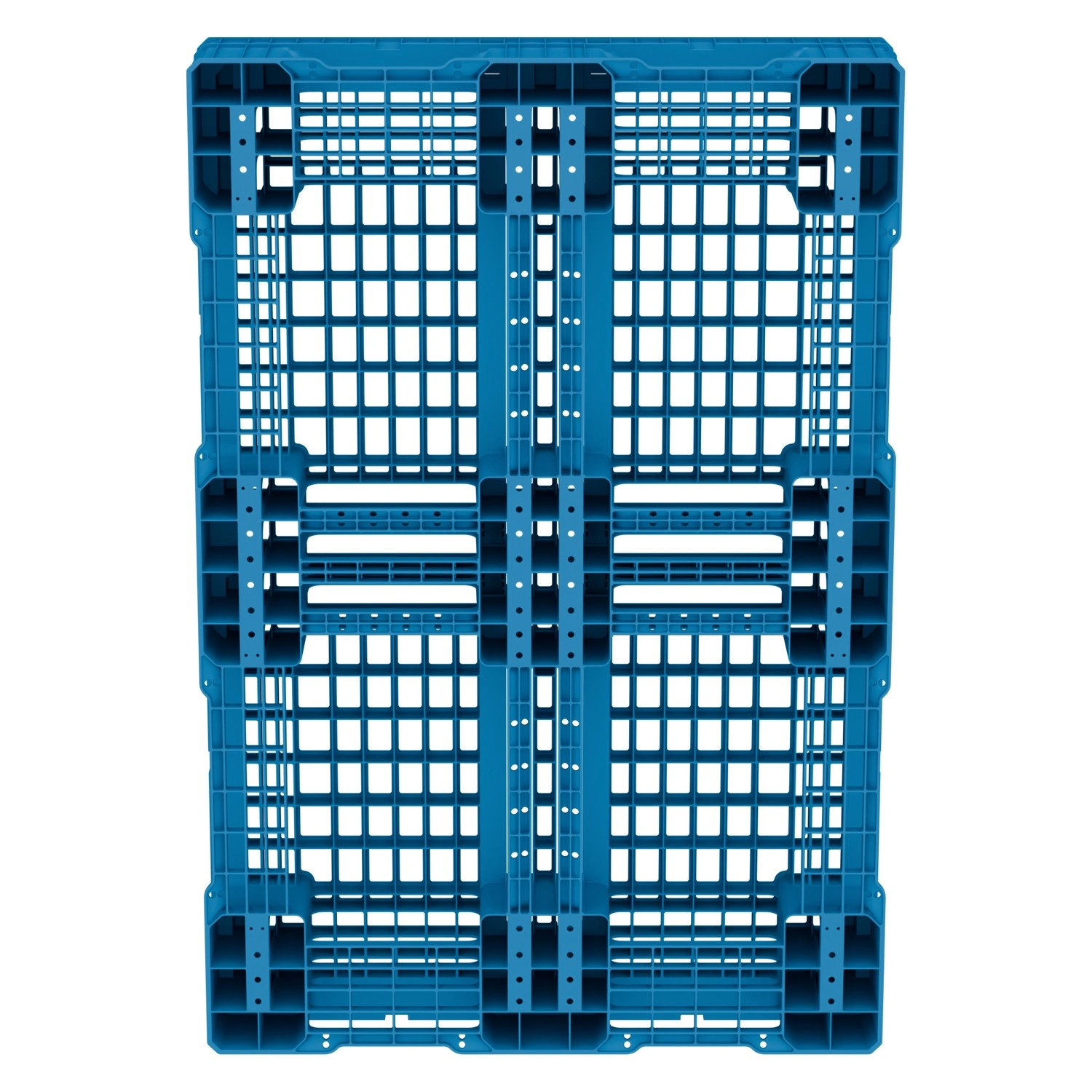 Пластиковый паллет 1210x810x150 мм iPlast голубой перфорированный на 6 полозьях с бортиком