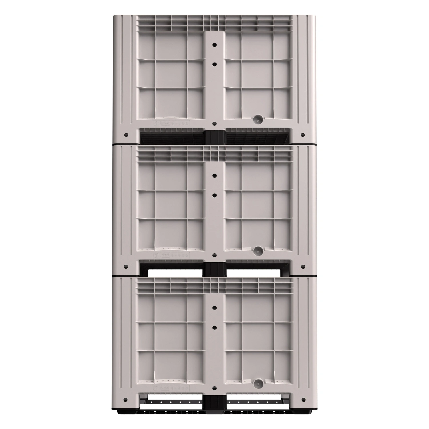 Большой контейнер 1200x800x800 мм iPlast iBOX светло-серый со сплошными стенками и дном, на полозьях