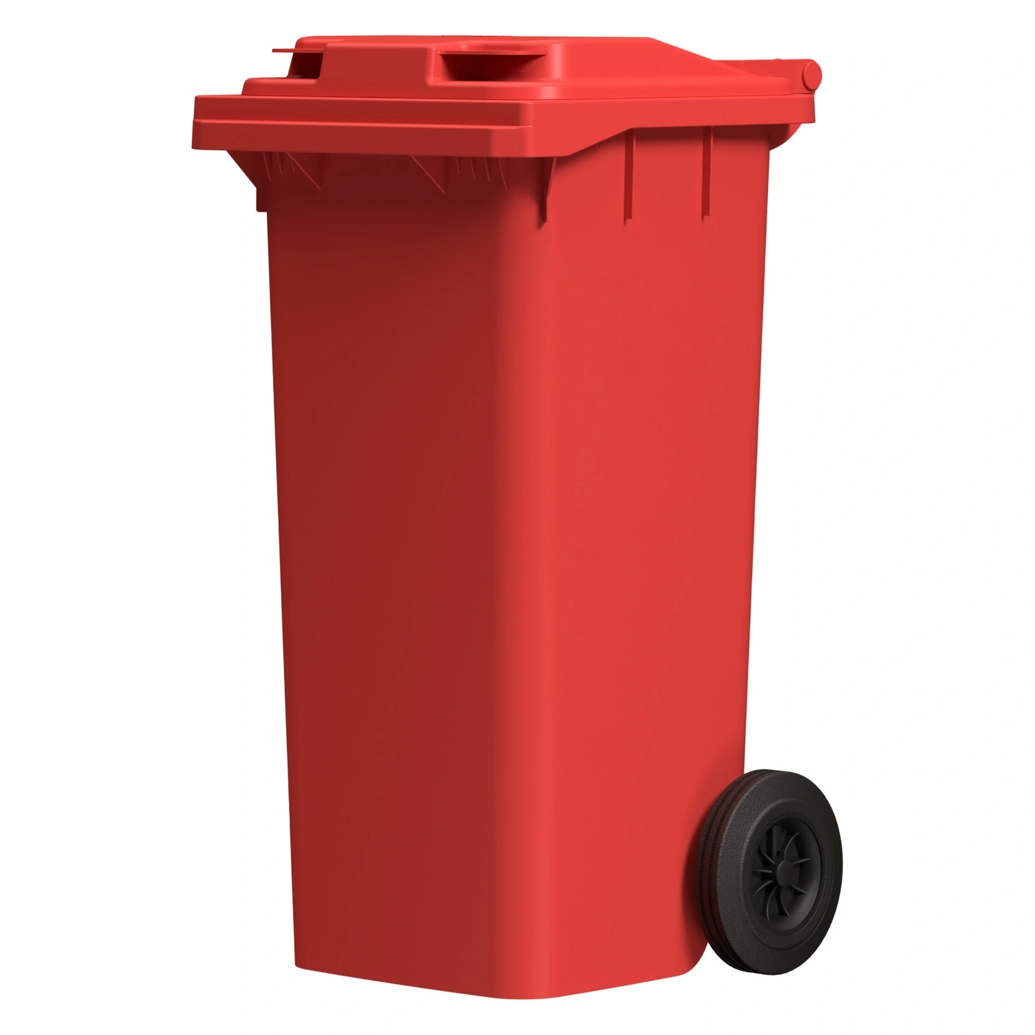 Мусорный контейнер 120 л iPlast красный 2-колёсный (д. 200 мм) с красной крышкой