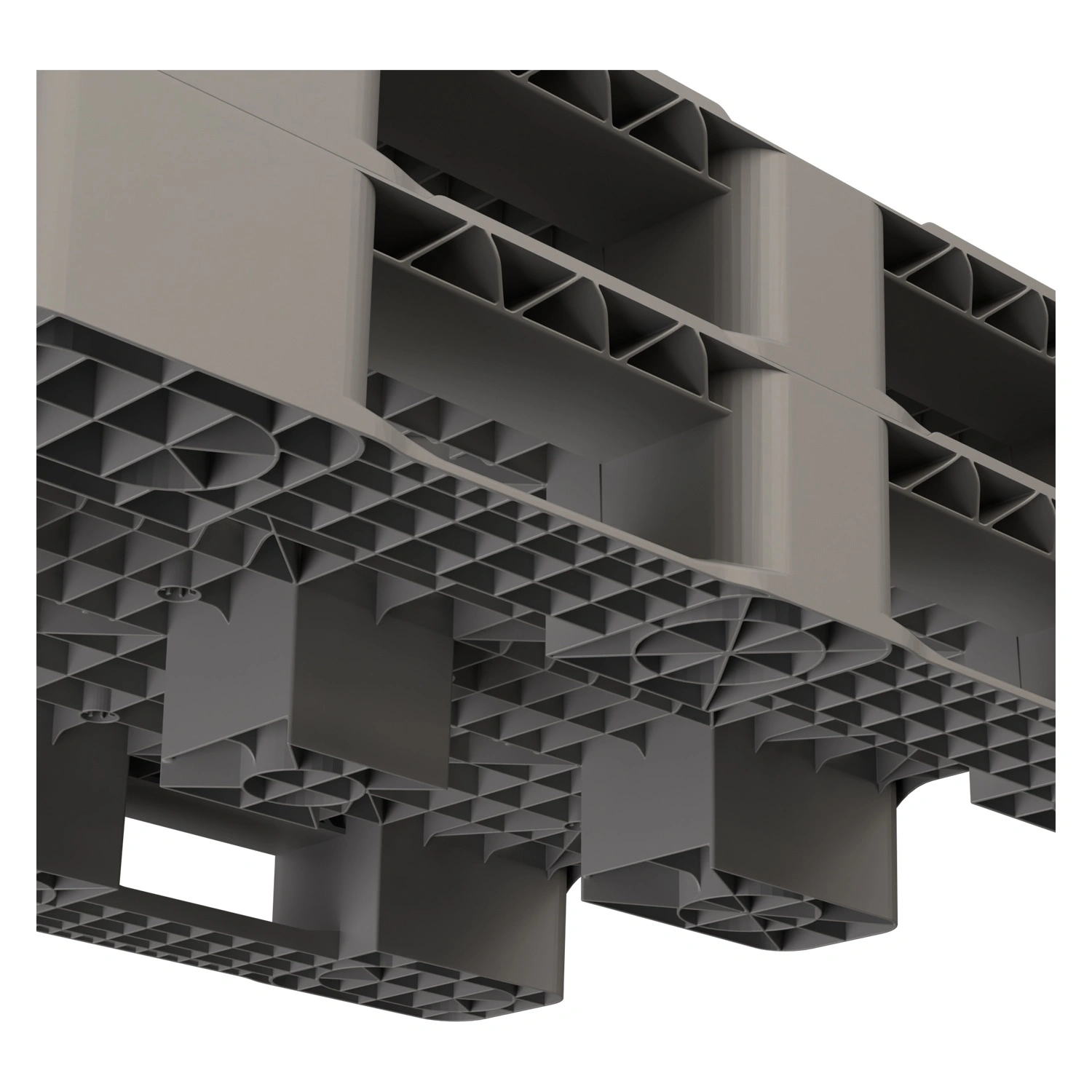 Пластиковый паллет 1200x1000x150 мм iPlast серый перфорированный на 2 полозьях с бортиком Пластиковый паллет 1200x1000x150 мм iPlast серый перфорированный на 2 полозьях с бортиком