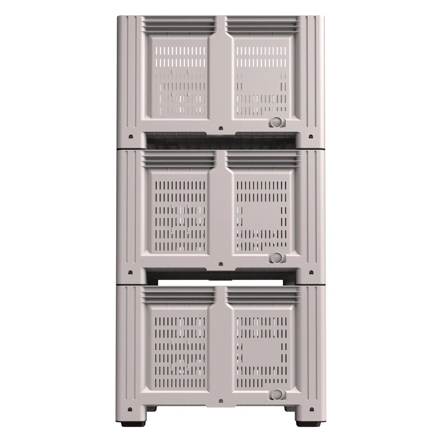 Большой контейнер 1130x1130x760 мм iPlast iBOX светло-серый c перфорированными стенками и дном, на ножках