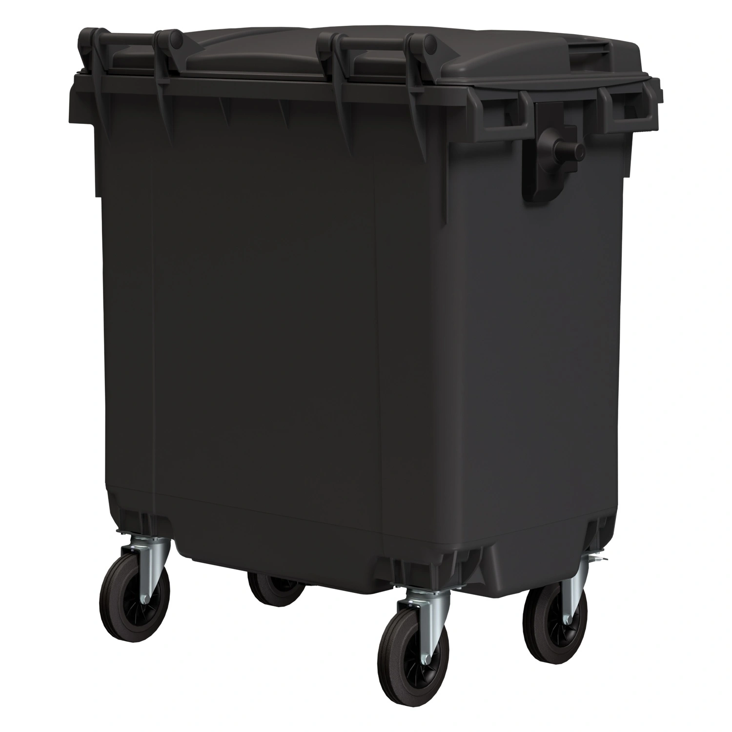 Мусорный контейнер 770 л iPlast тёмно-серый 4-колёсный с тёмно-серой крышкой