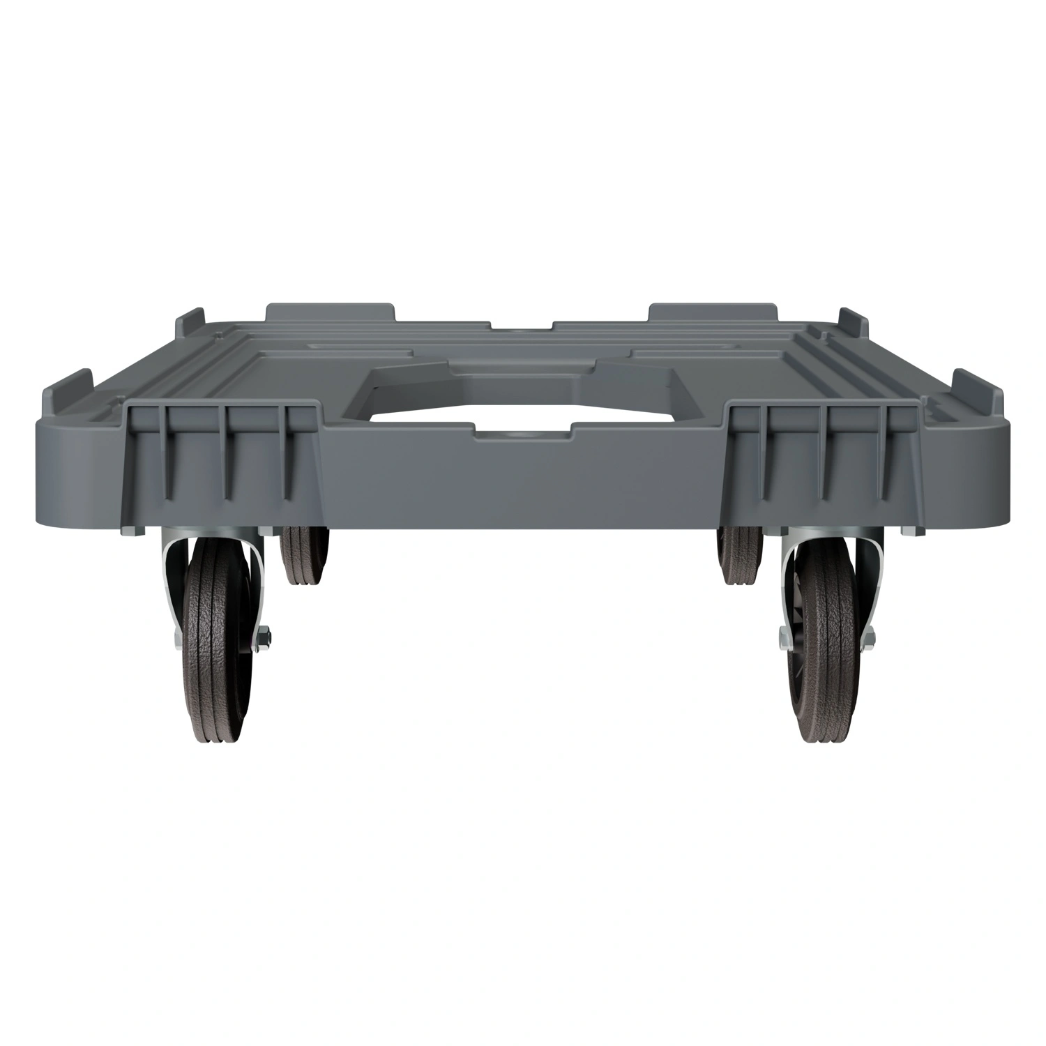 Складская тележка 620x420x185 мм iPlast серая 4-колёсная, без тормоза с отверстием