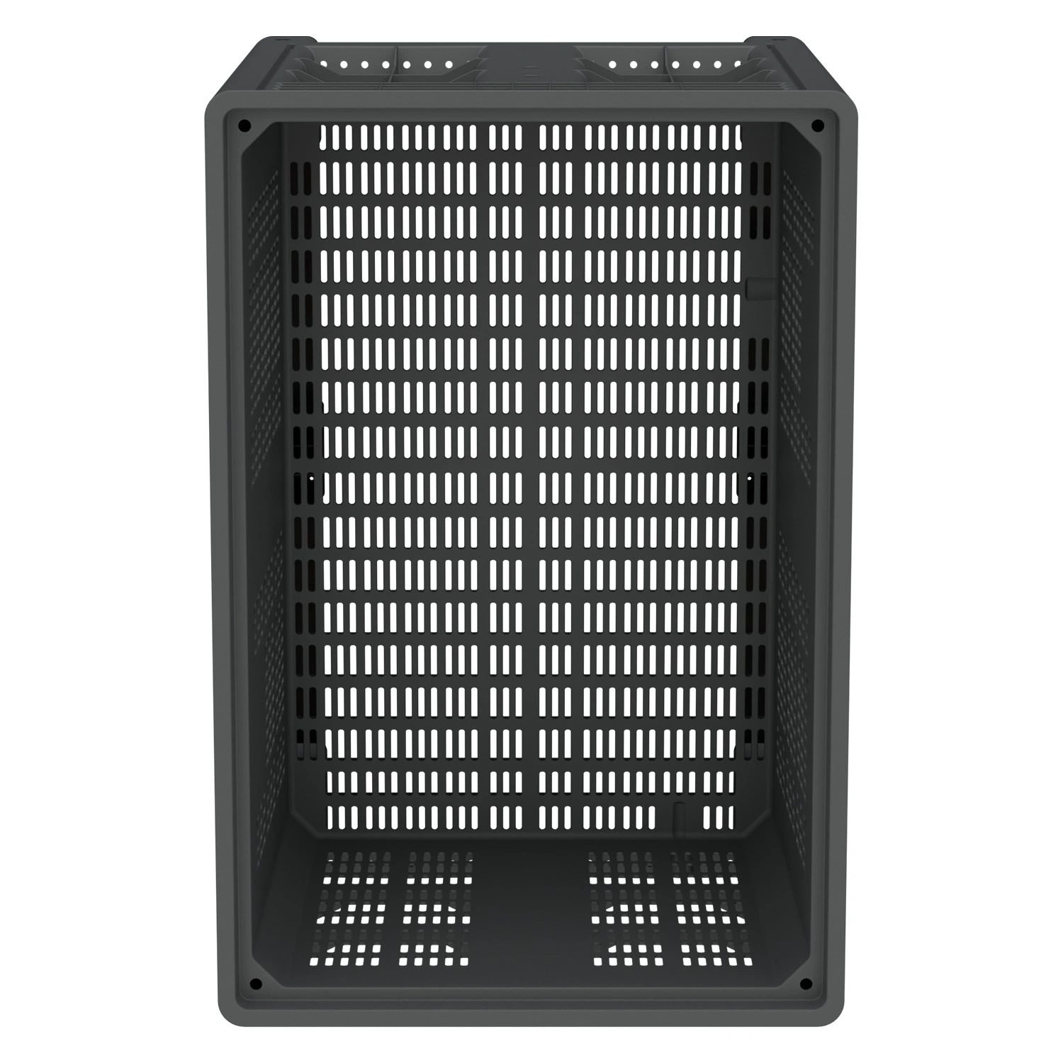 Большой контейнер 1200x800x800 мм iPlast iBOX серый c перфорированными стенками и дном, на полозьях