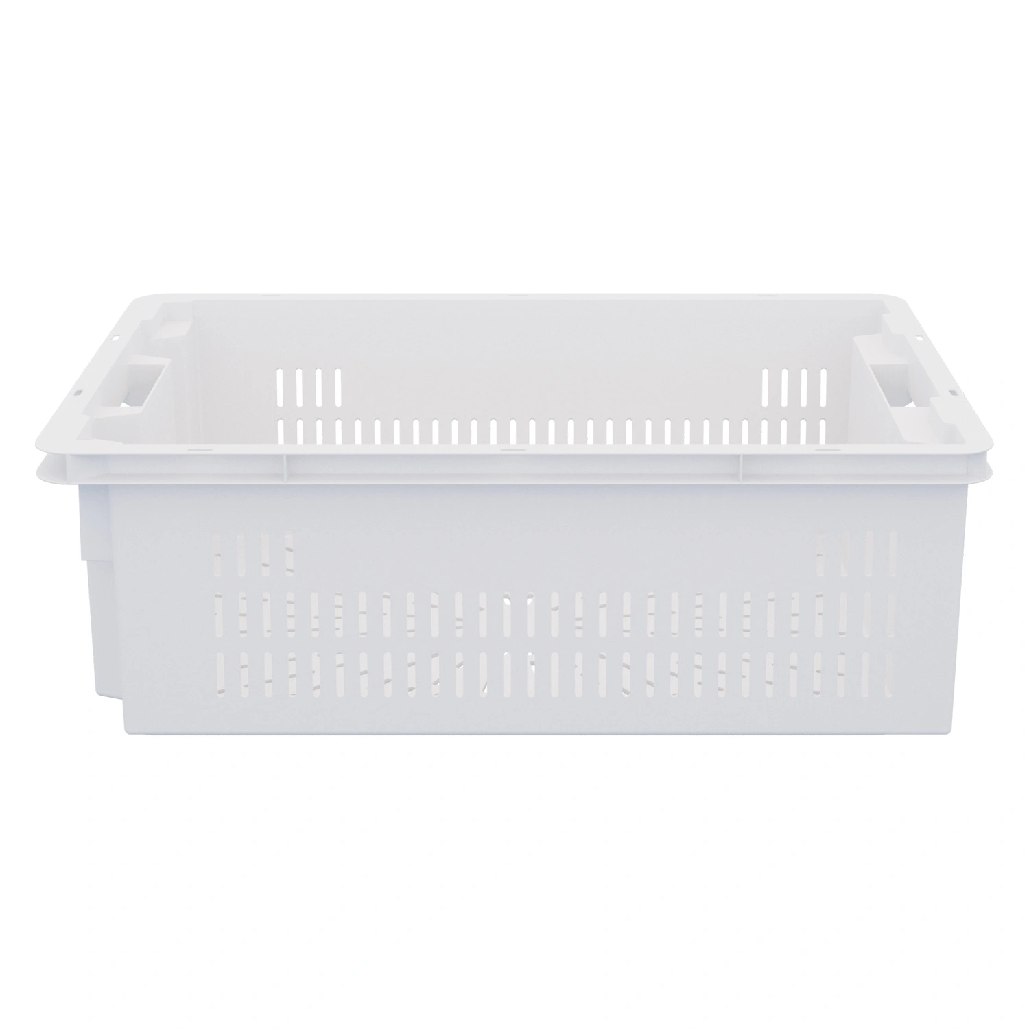 Пищевой ящик универсальный 600х400х200 мм iPlast белый с перфорированными стенками и дном
