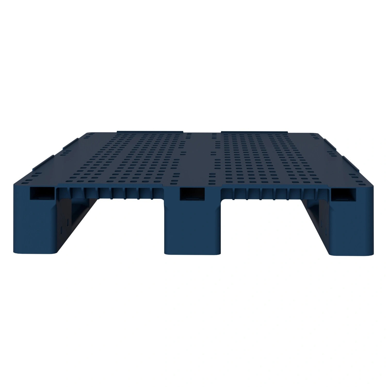 Пластиковый паллет 1200x800x150 мм iPlast синий индиго перфорированный на 3 полозьях с бортиком
