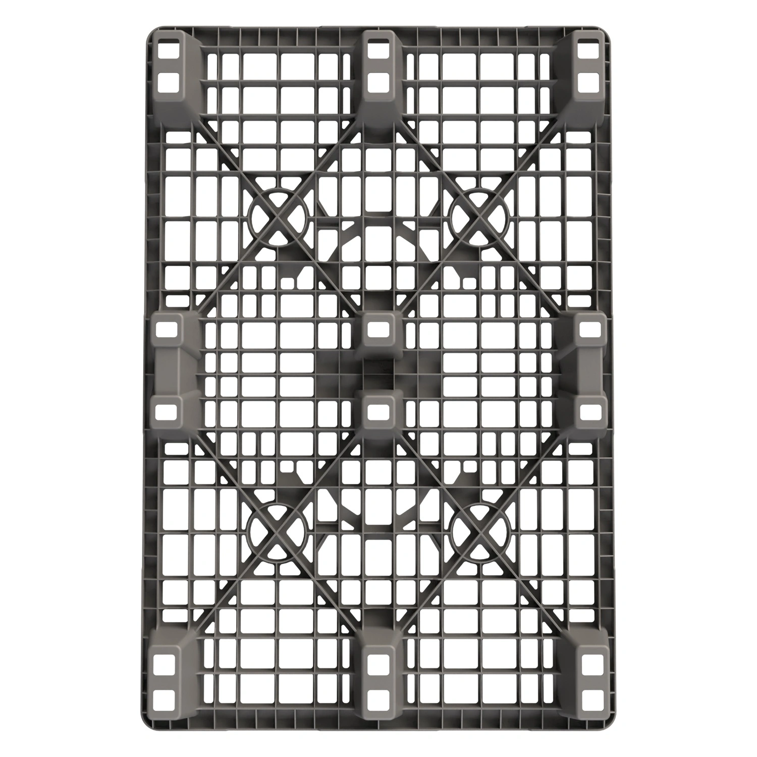 Пластиковый паллет 1200x800x140 мм iPlast серый перфорированный на ножках с бортиком