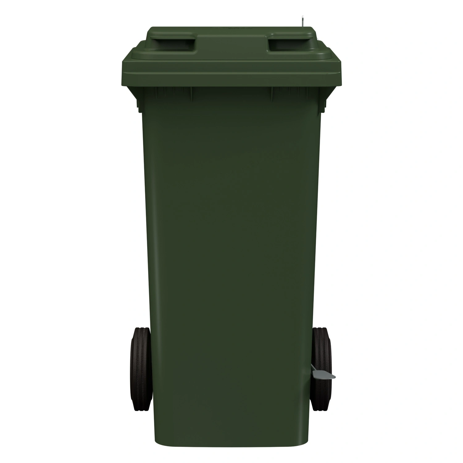 Мусорный контейнер 120 л iPlast зелёный 2-колёсный с зелёной крышкой и педалью открывания