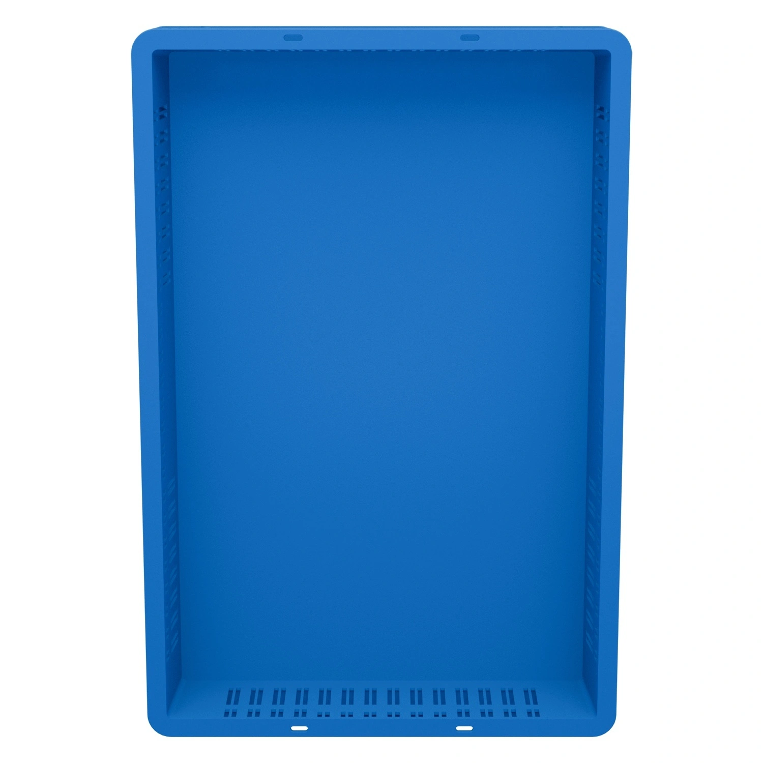 Пищевой ящик универсальный 600х400х75 мм iPlast синий ЭКО с перфорированными стенками и сплошным дном